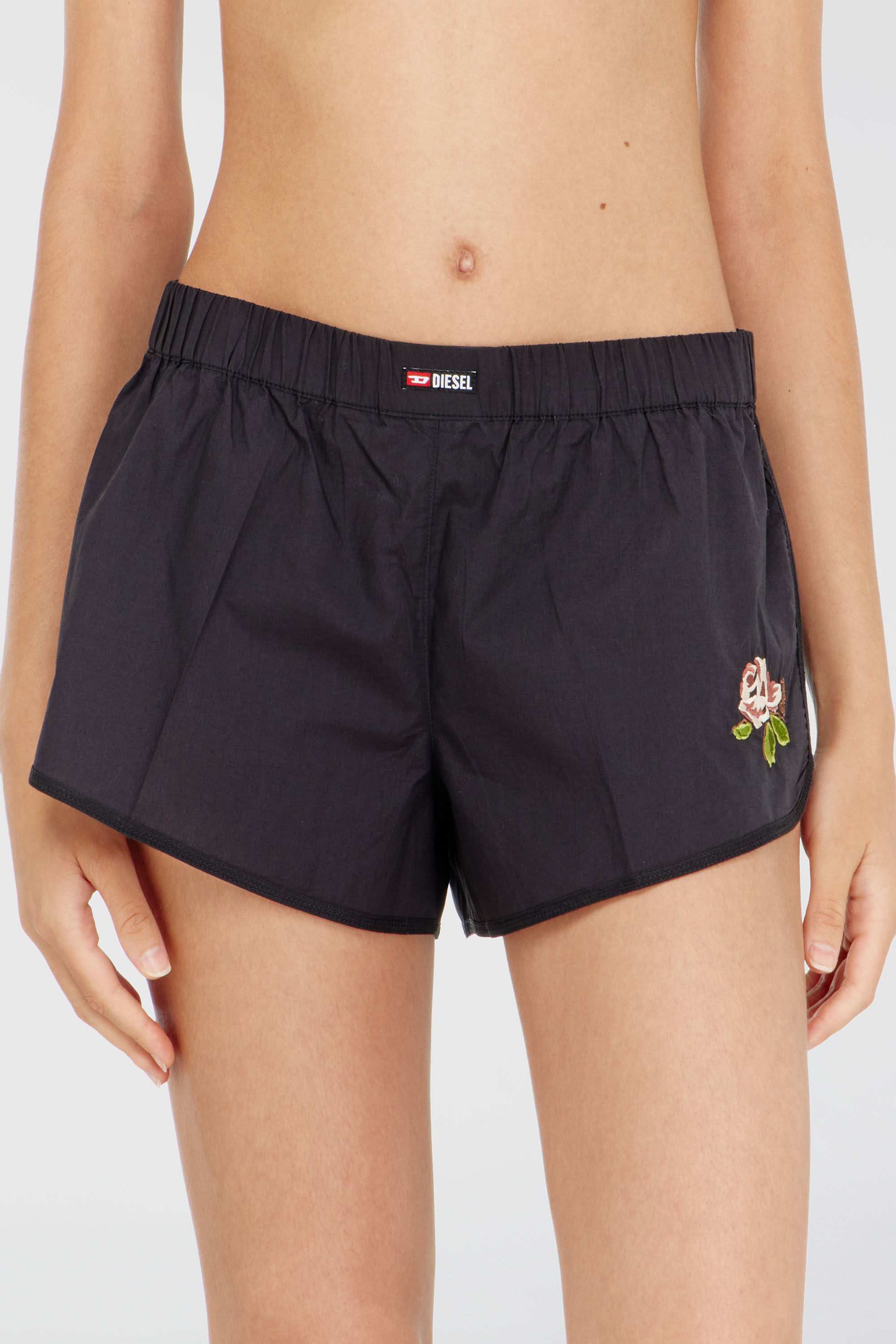 Diesel - ELOISE-D-CORE, B&oacute;xers de algod&oacute;n con bordado floral Mujer in Negro - 3