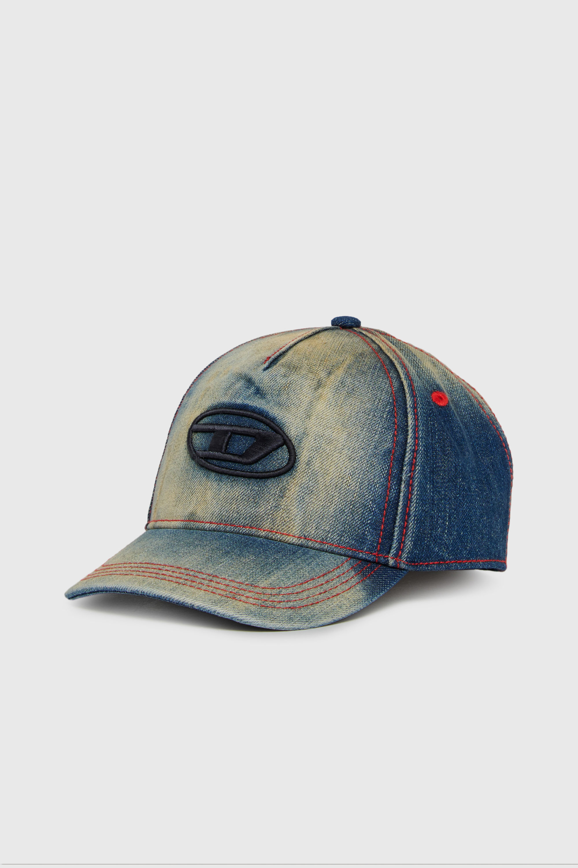 Diesel - FIMEN, Gorra de b&eacute;isbol en denim desgastado con bordado Oval D Unisex in Azul marino - 1