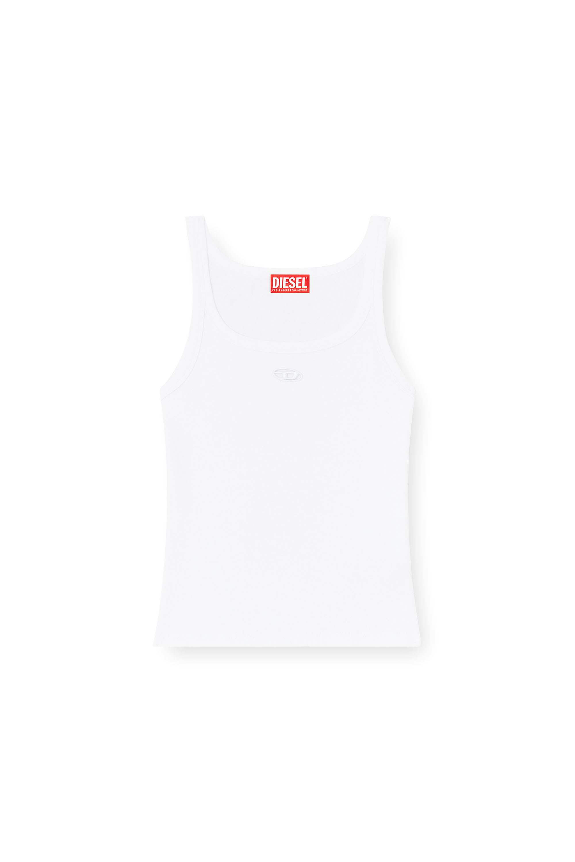 Diesel - T-WIFE-OD, Camiseta de tirantes ajustada con ovalado D cortado a l&aacute;ser Mujer in Blanco - 4