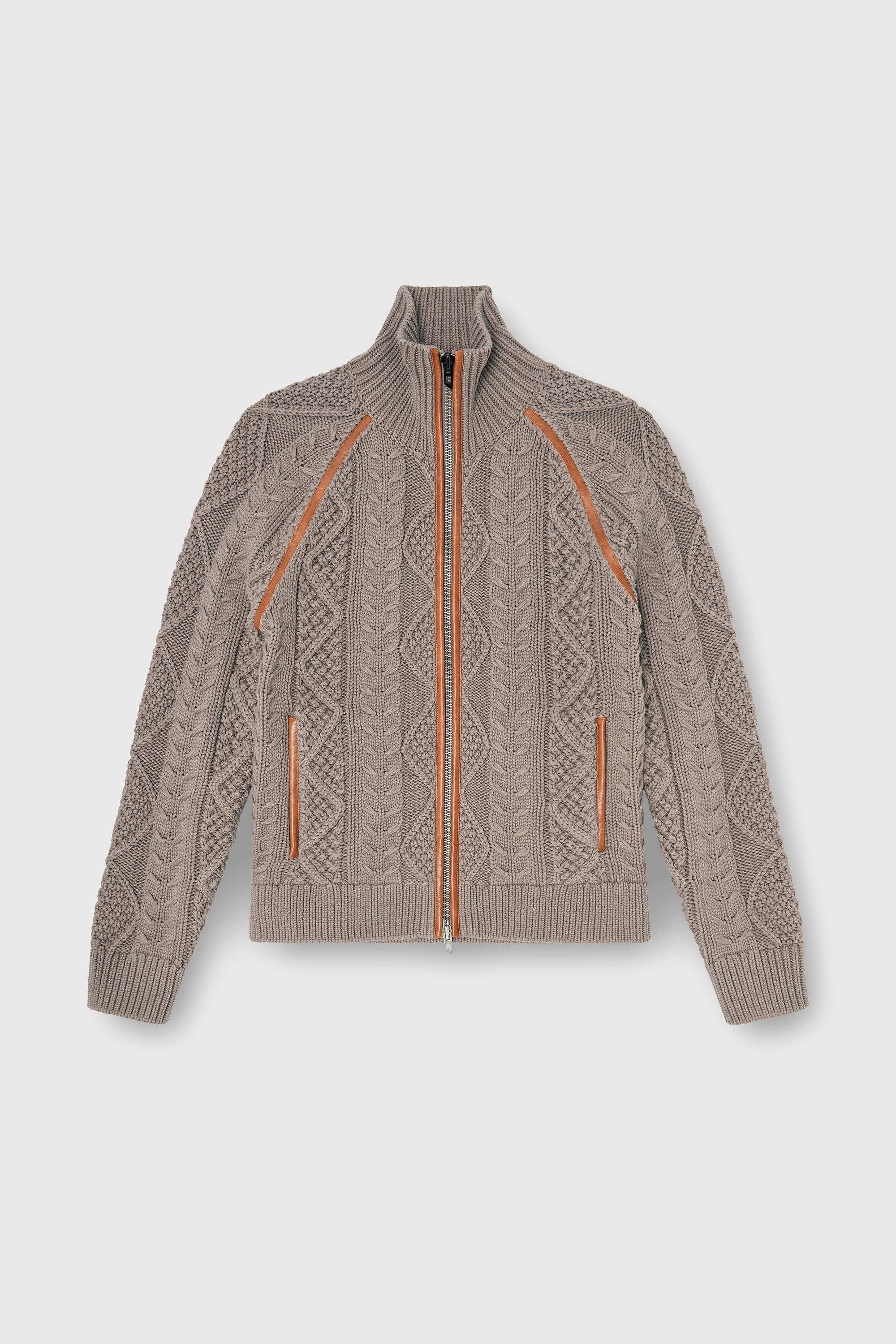 Diesel - K-INOKI, C&aacute;rdigan de punto trenzado con cremallera Hombre in Gris - 1
