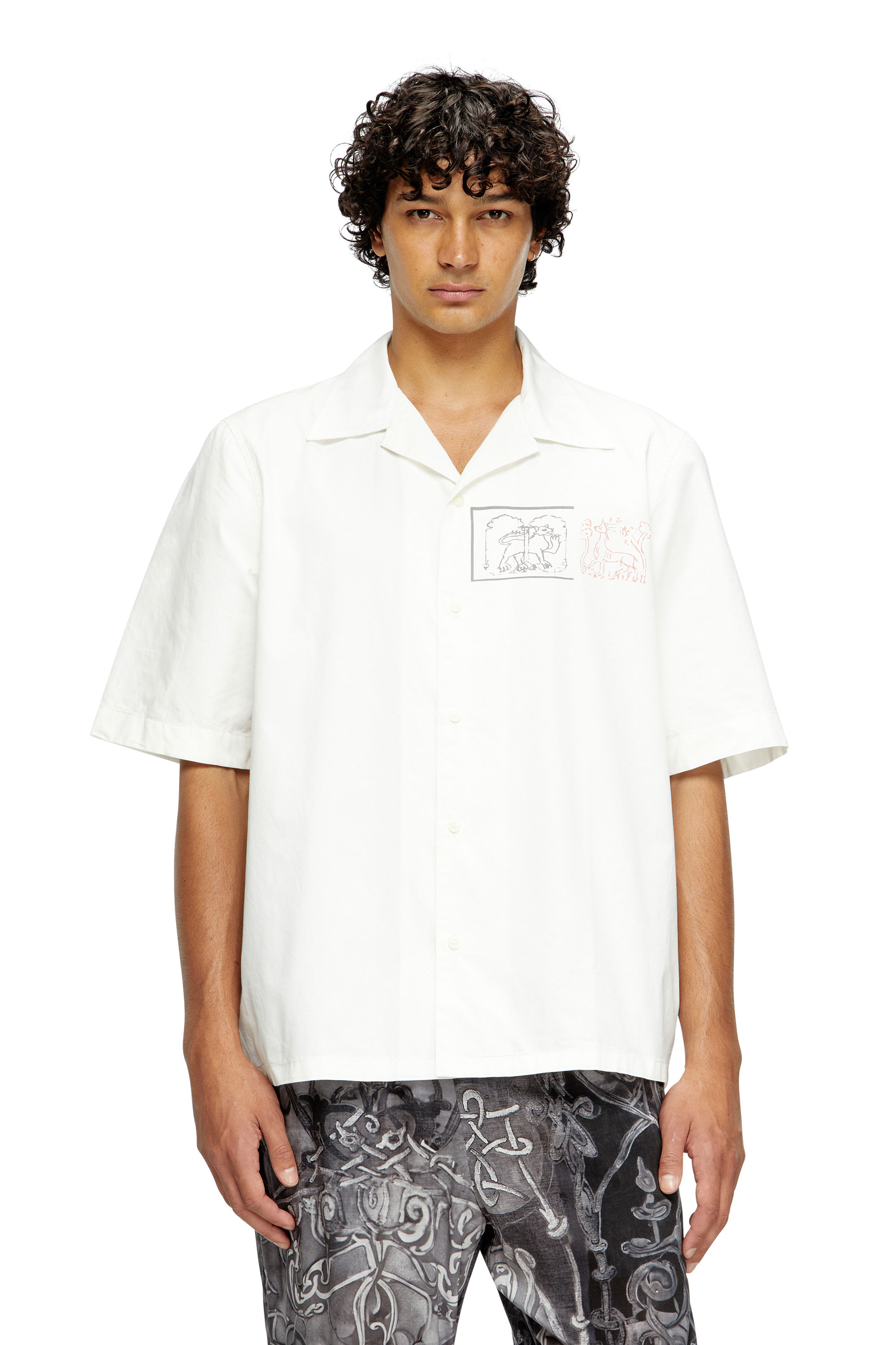 Diesel - S-BRACK-A-HGBS, Camisa con estampado de espada Hombre in Blanco - 3