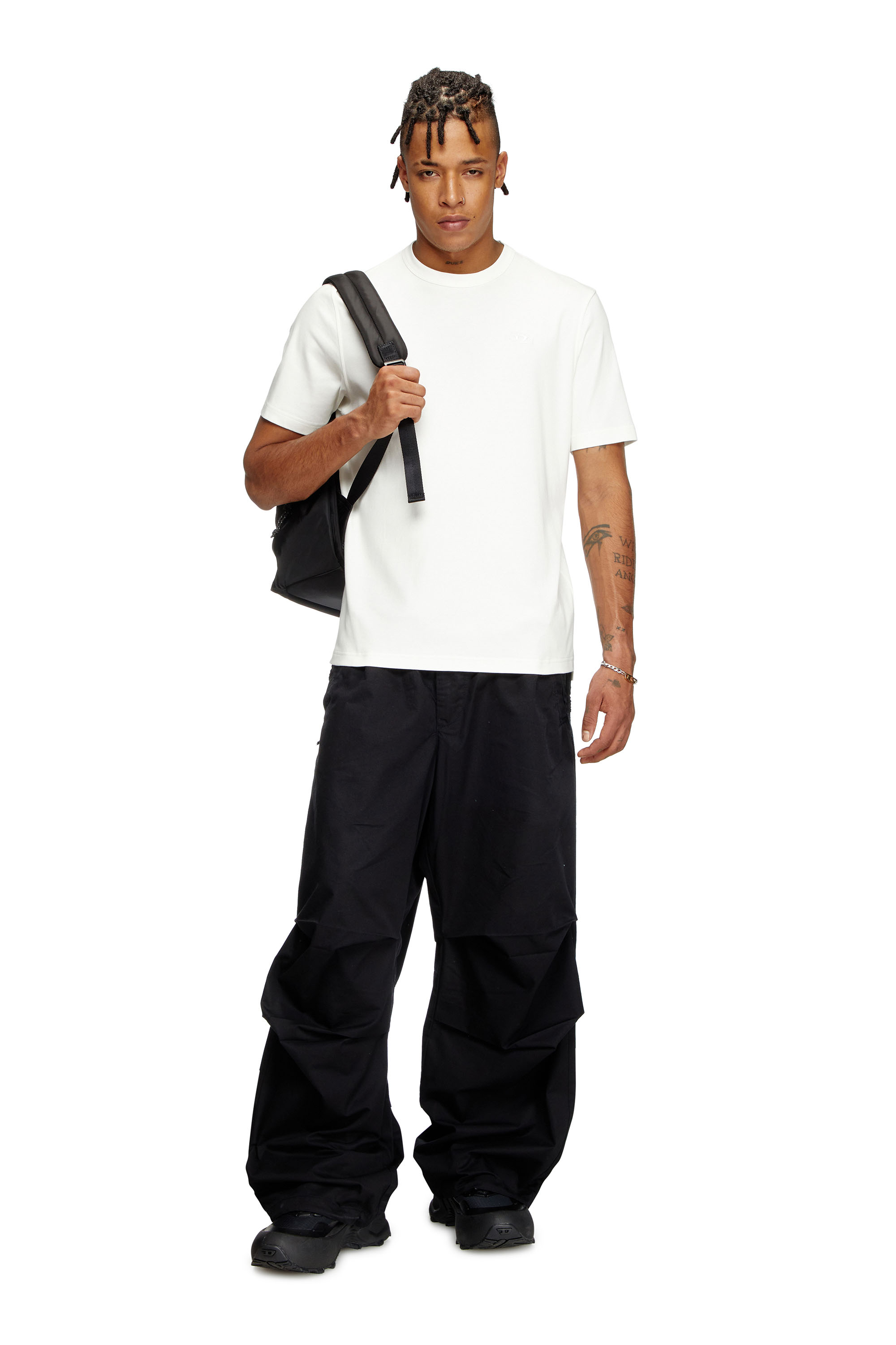 Diesel - T-ADJUST-SLITS-R17, Camiseta con bordado de logotipo a tono Hombre in Blanco - 1