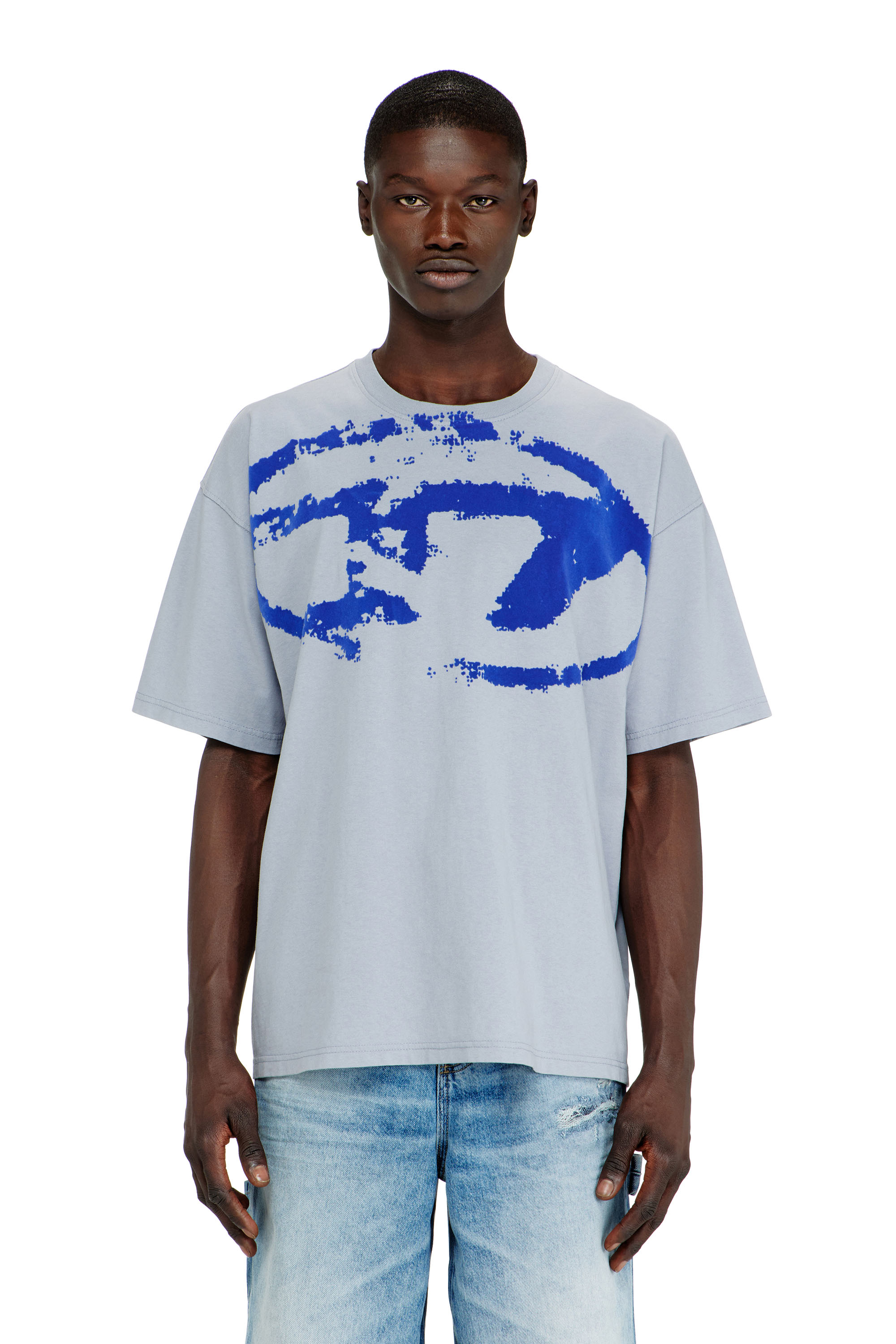 Diesel - T-BOXT-N14, Camiseta con logotipo desgastado en relieve Hombre in Azul marino - 1