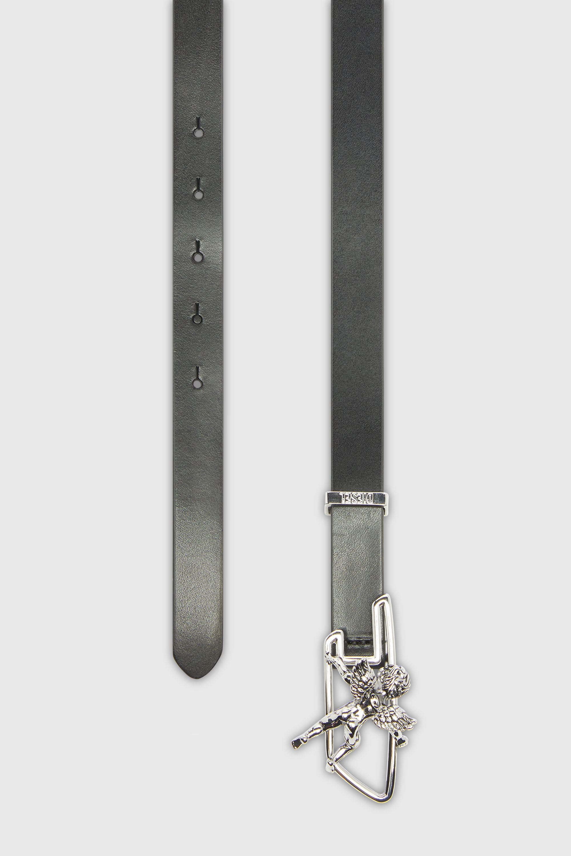 Diesel - B-D LINE W ANGEL 20, Cintur&oacute;n 32 cm de piel con hebilla contorno de querub&iacute;n D Mujer in Negro - 2