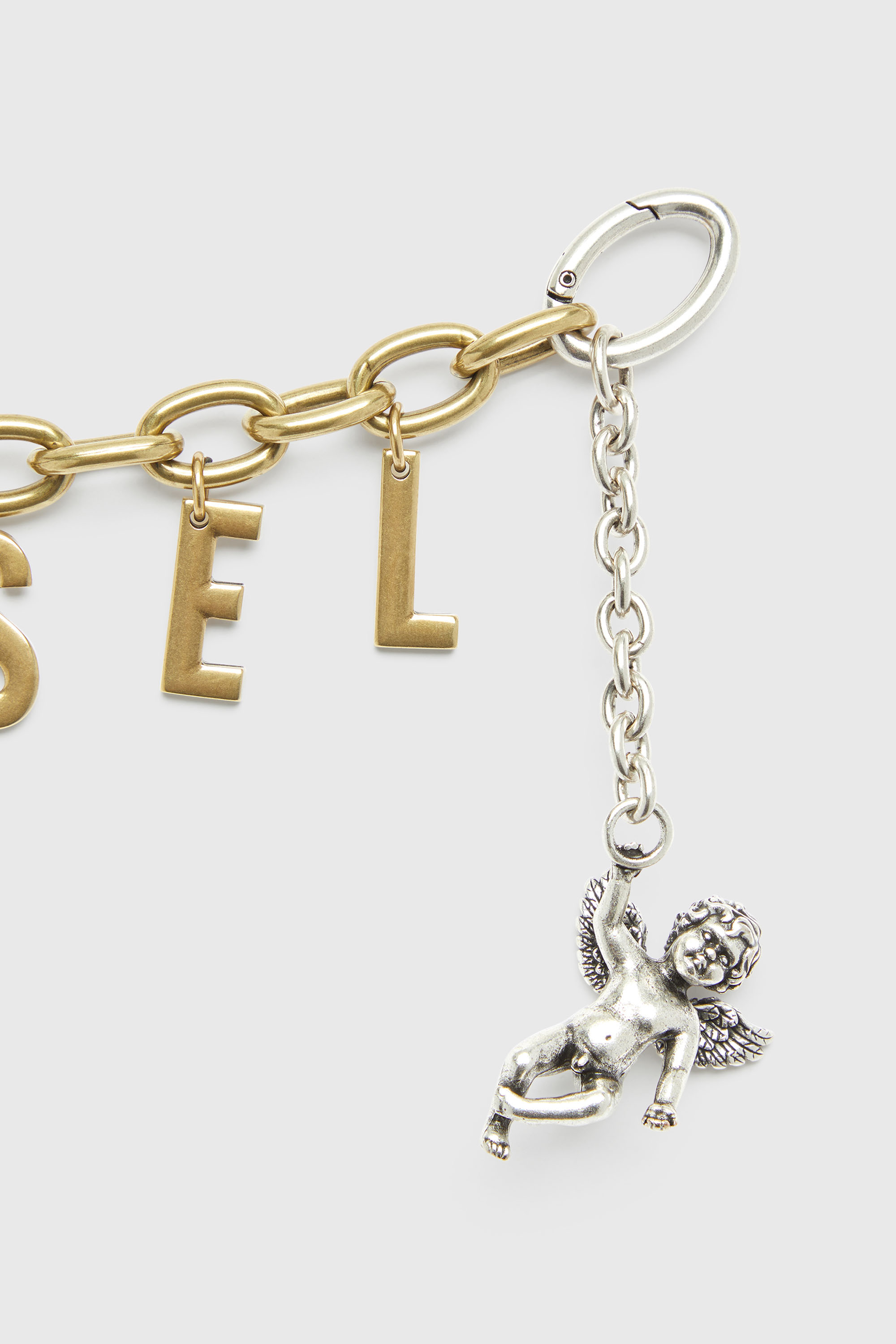 Diesel - CHAIN-D III S, Charm de letra met&aacute;lica con querub&iacute;n Mujer in Dorado - 2