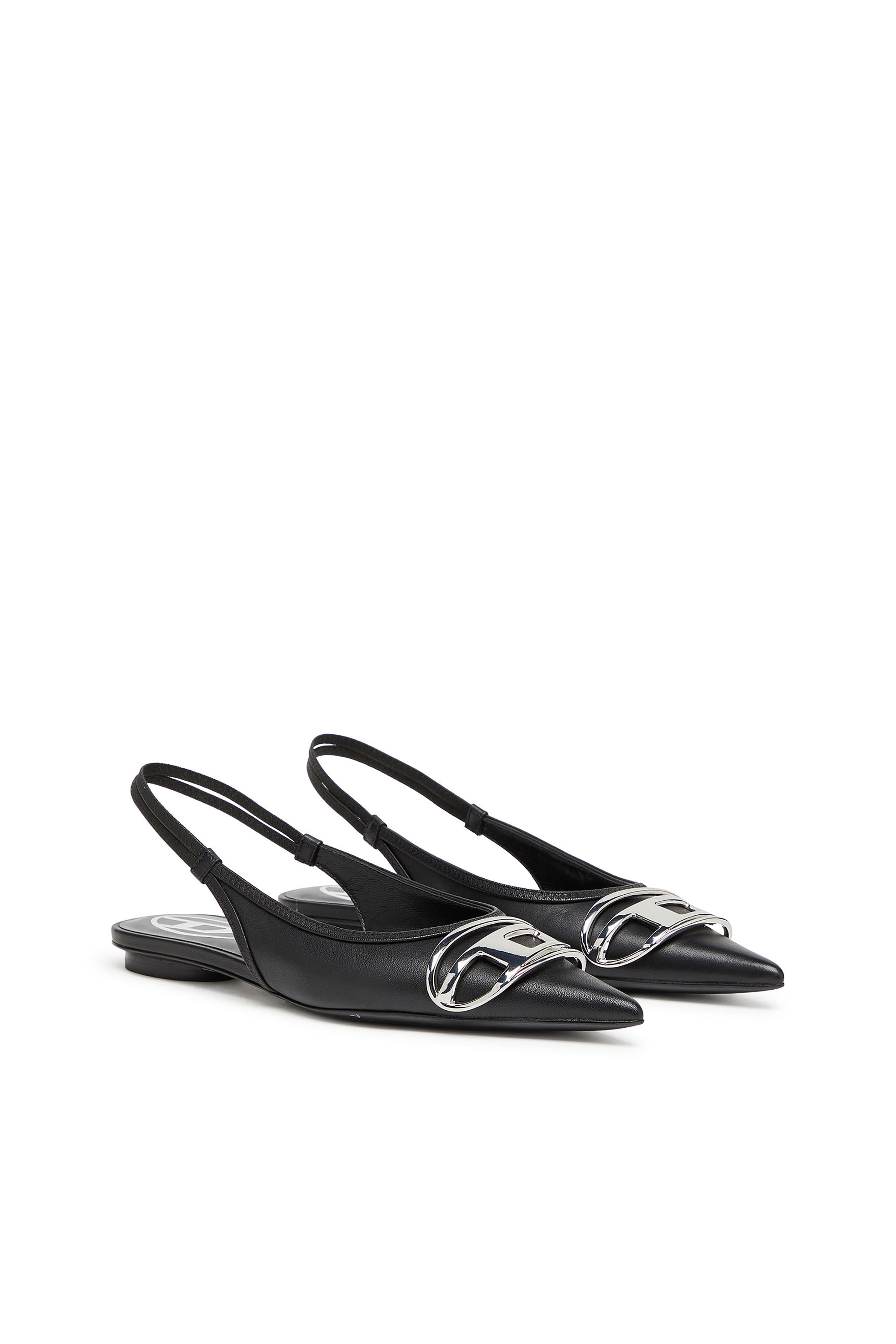 Diesel - D-VENUS SB BAL, Zapatos planos sin talón en cuero napa Mujer in Negro - 2