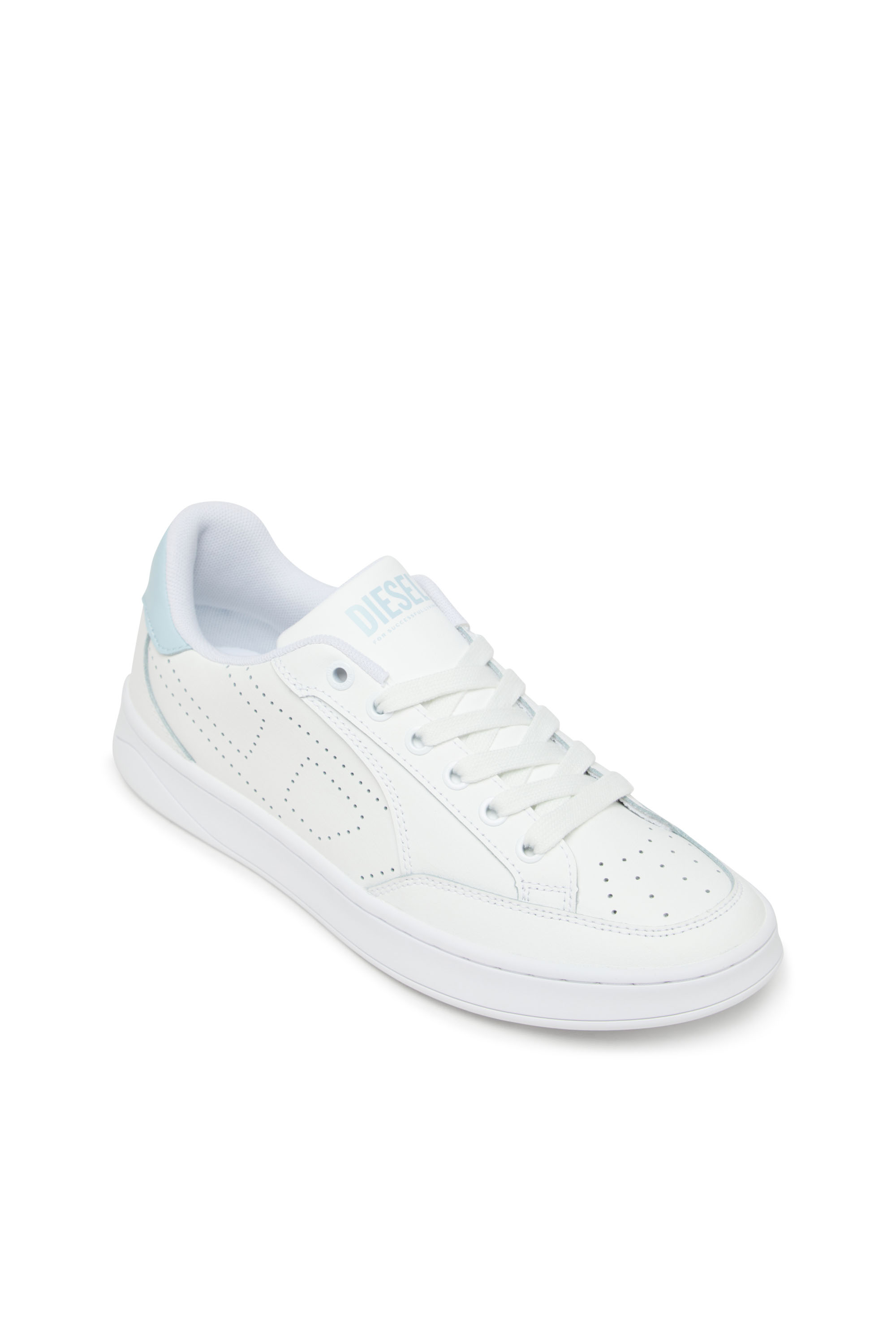 Diesel - S-DAKOTA LOW W, Woman's Leather sneakers with perforated logo in White/Blue - 6