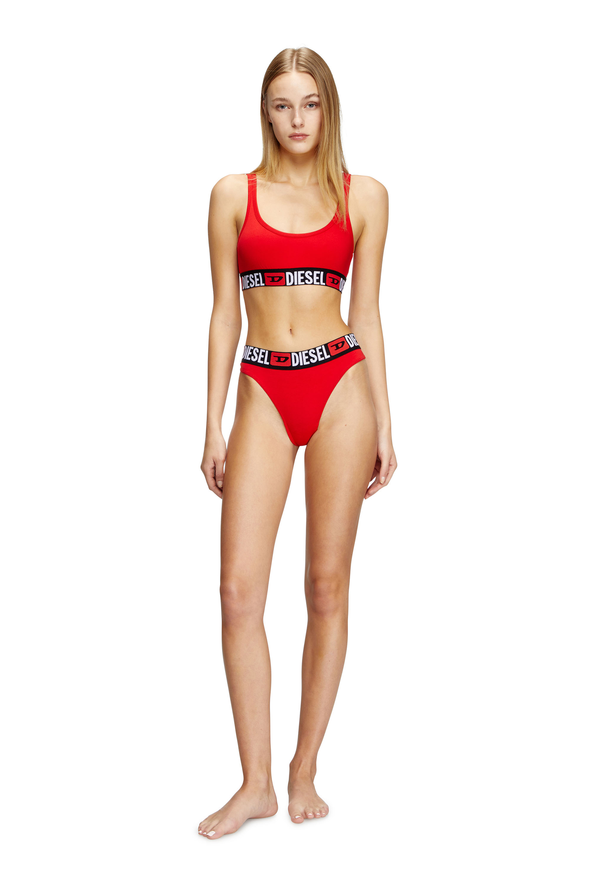 Diesel - UFSB-ORIBA, Bralette con banda con logotipo Mujer in Rojo - 2