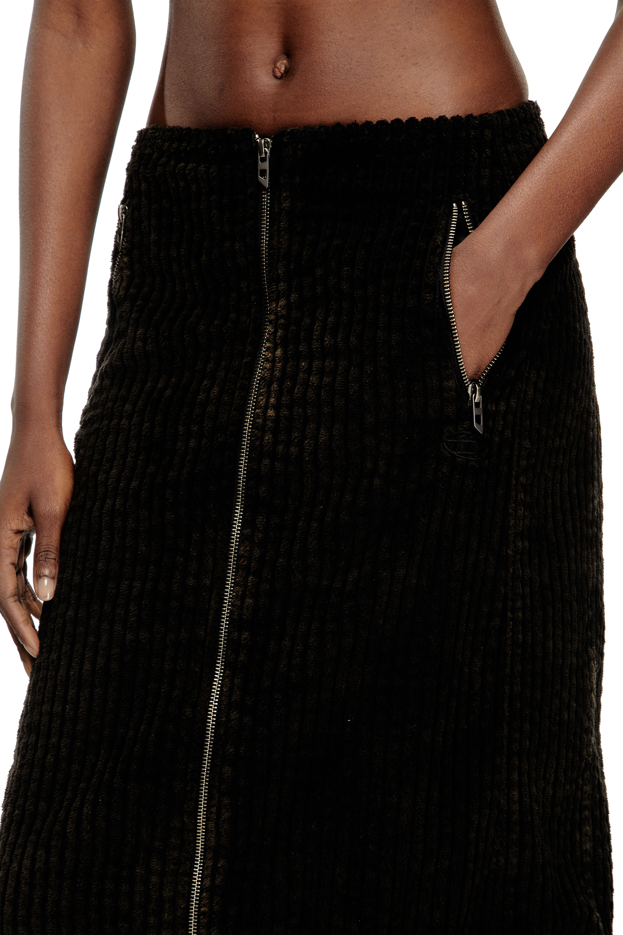 O-LLIPOP, Negro Diesel - O-LLIPOP, Falda midi de algodón con cremallera Mujer in Negro - 5