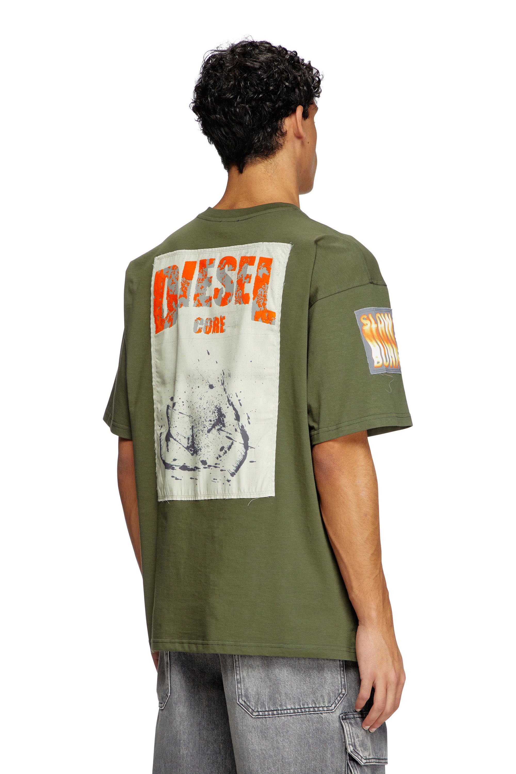 Diesel - T-BOXT-SLITS-R8, Camiseta con detalles de parche Hombre in Verde - 4