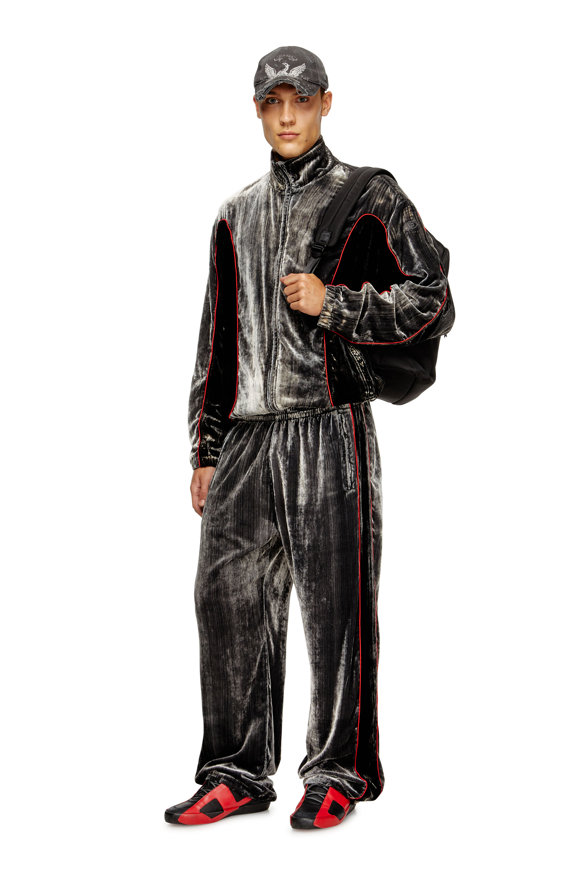 Diesel - P-HAY, Pantalones deportivos de terciopelo tratado Hombre in Gris - 2