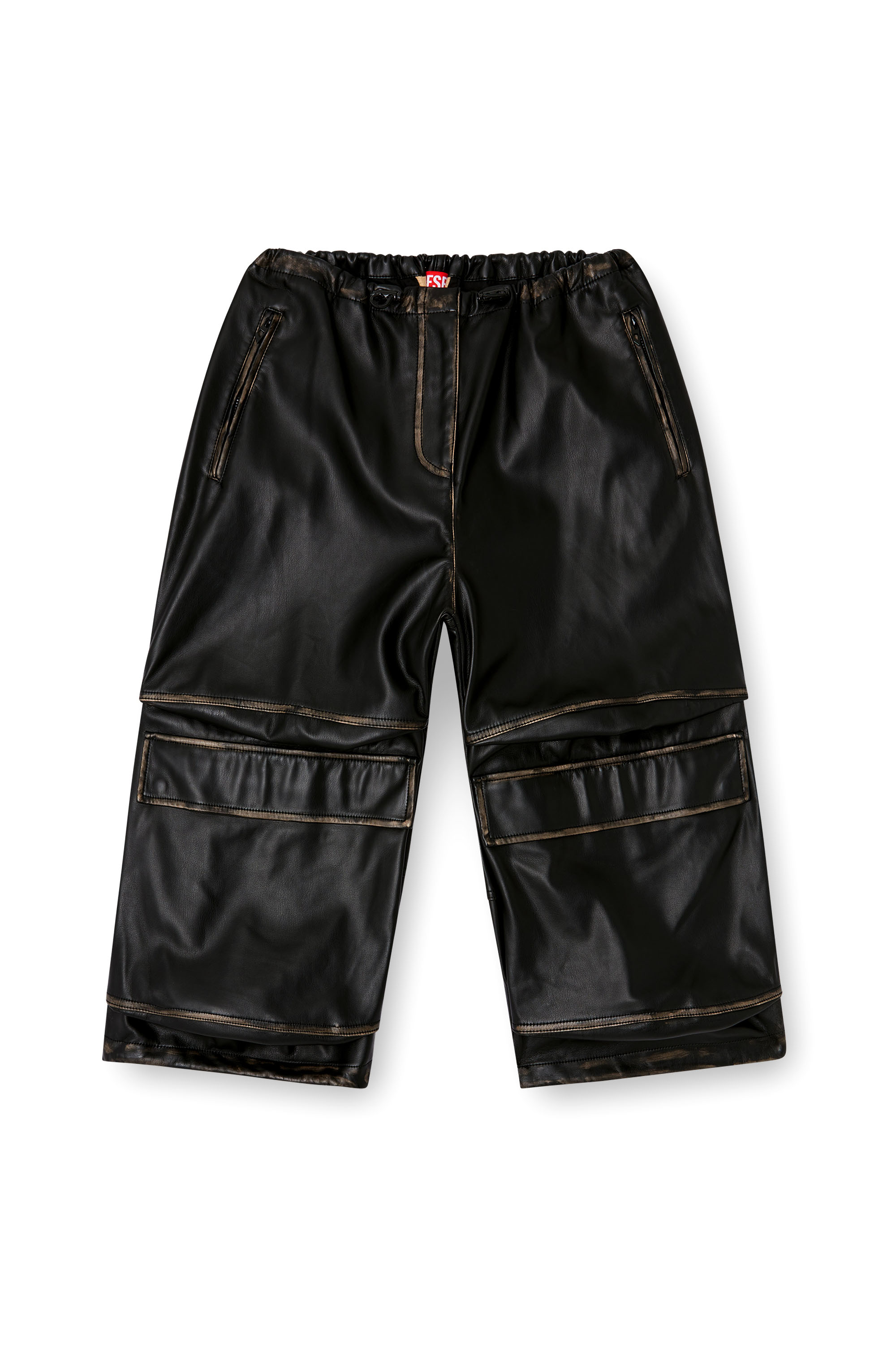 Diesel - P-DAYETZ-SHORT-FEM, Bermuda cargo de cuero sintético Mujer in Negro - 3