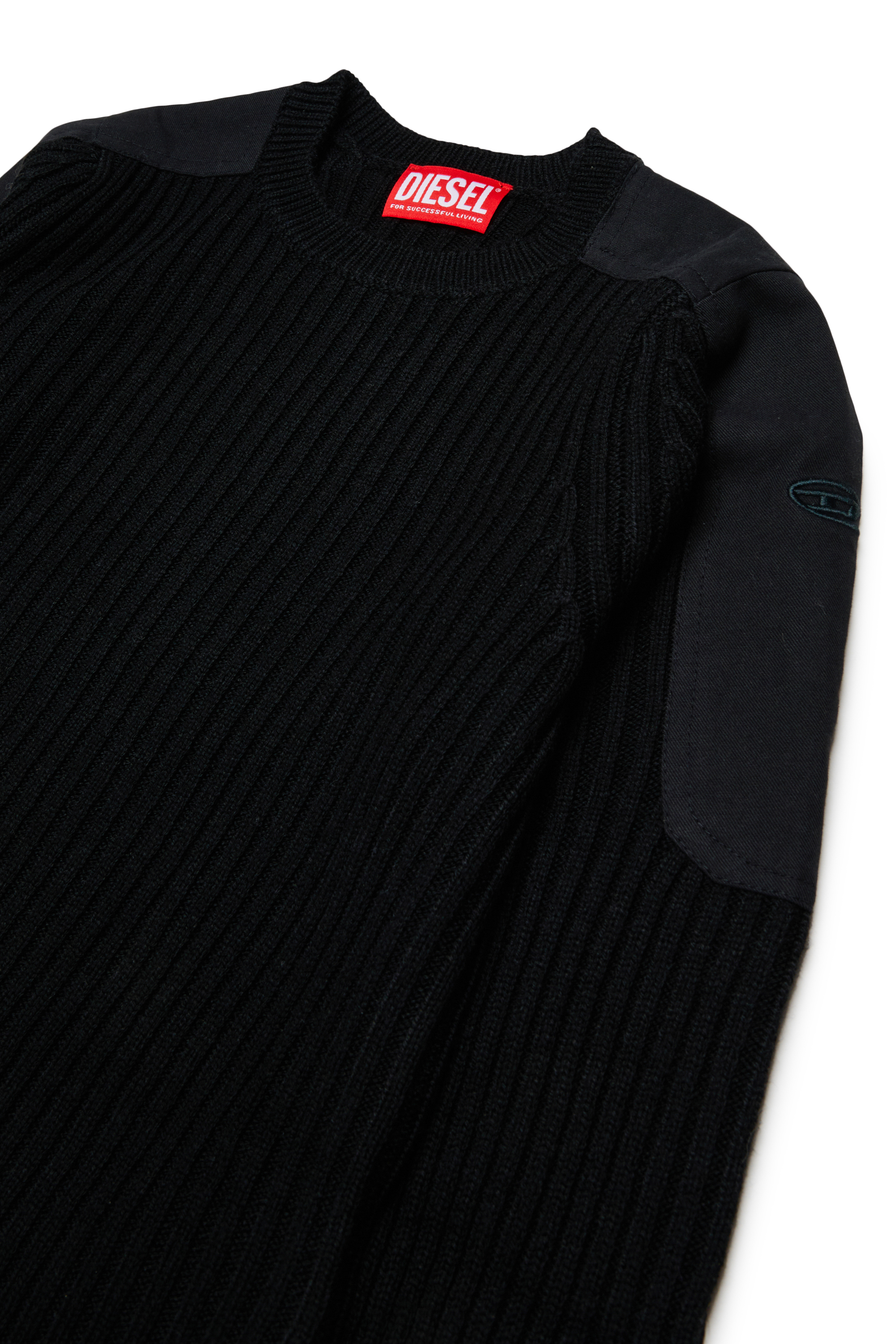 Diesel - KAMAR, Man's Frayed jumper in wool blend in Black - 3