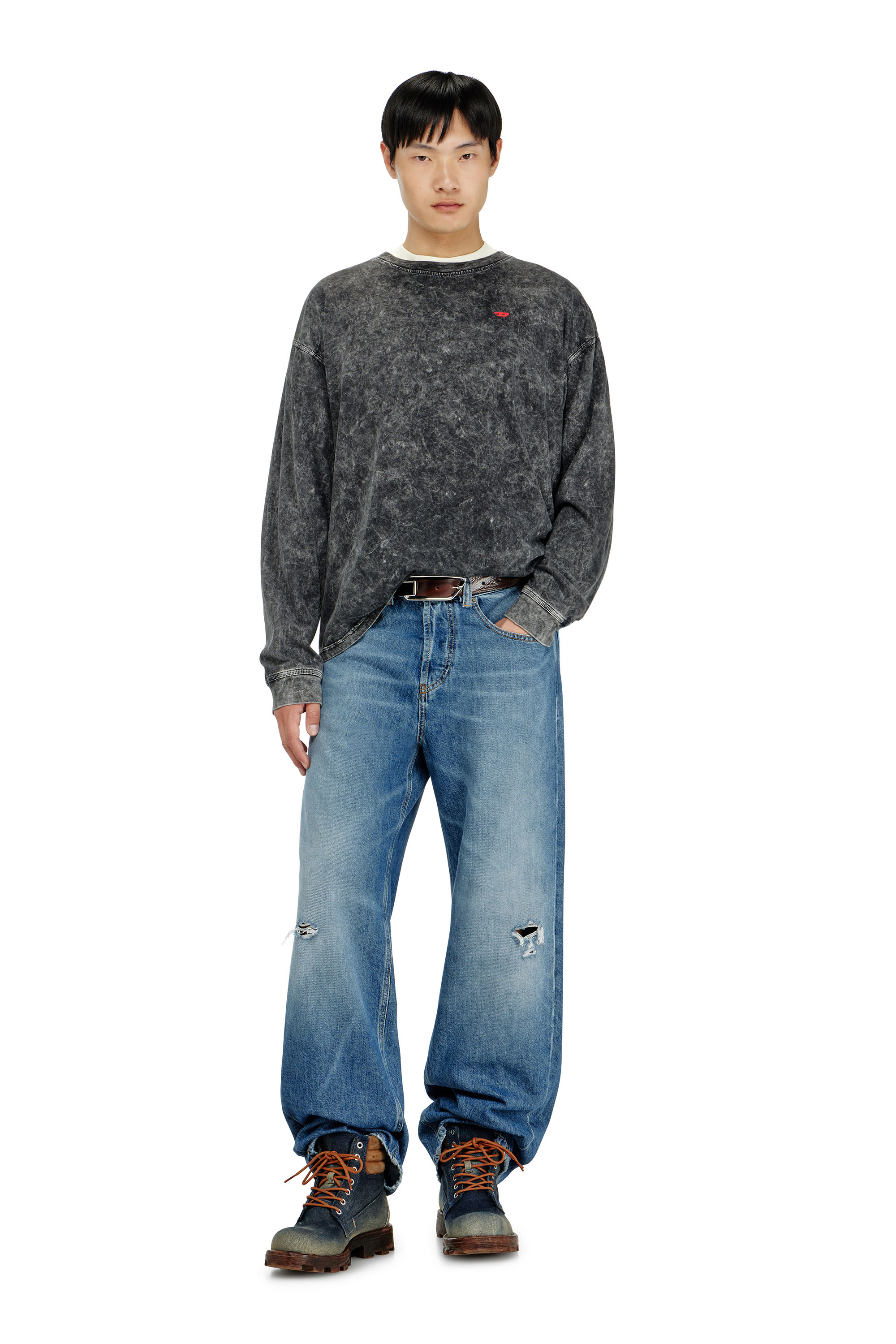 Diesel - T-BOXT-LS-AA5, Camiseta de manga larga con efecto tratado Hombre in ToBeDefined - 2