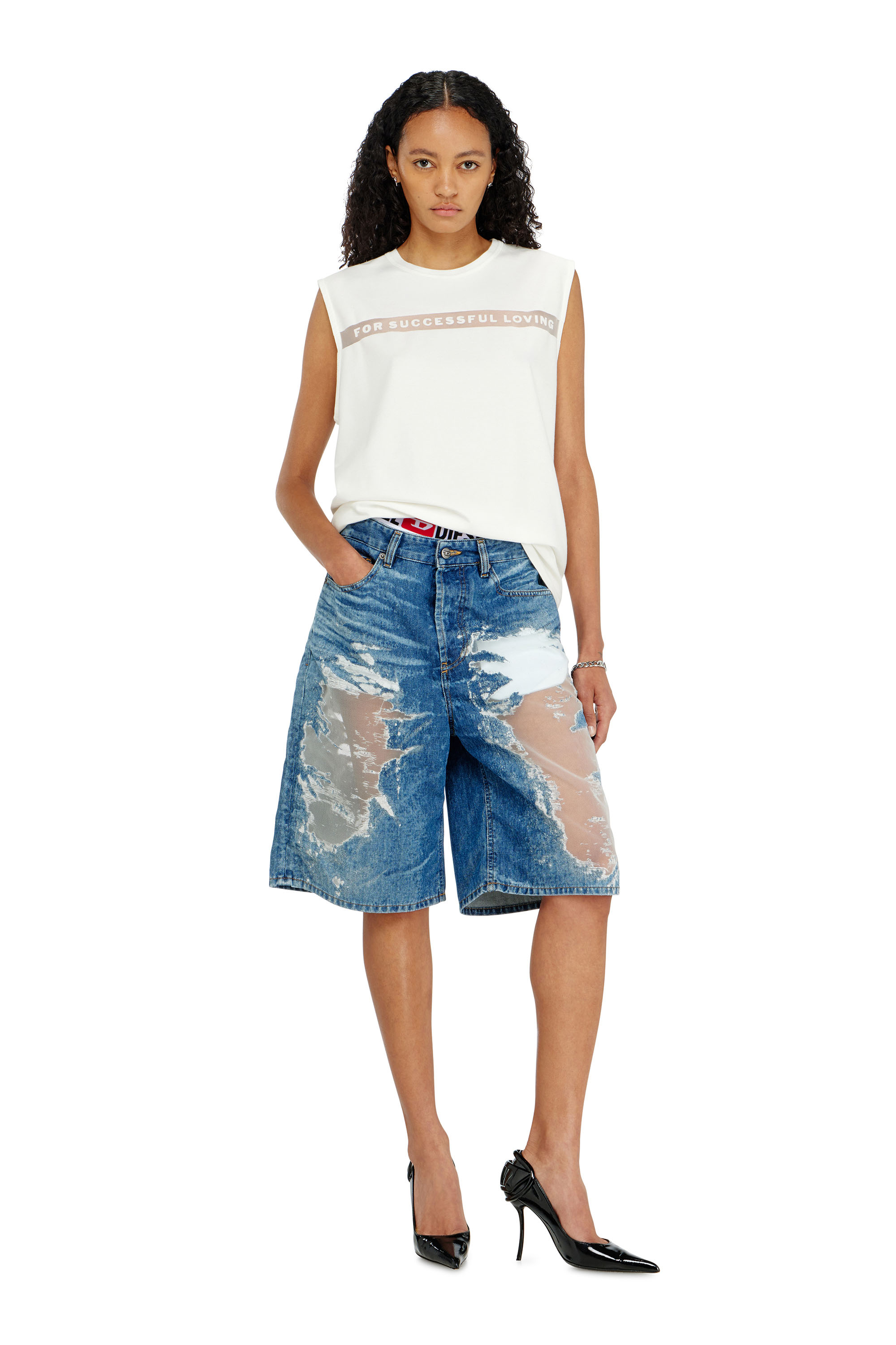 Diesel - PR-T-NORM-BISC-MATI-R, Camiseta de tirantes con logo For Successful Loving Unisex in Blanco - 2