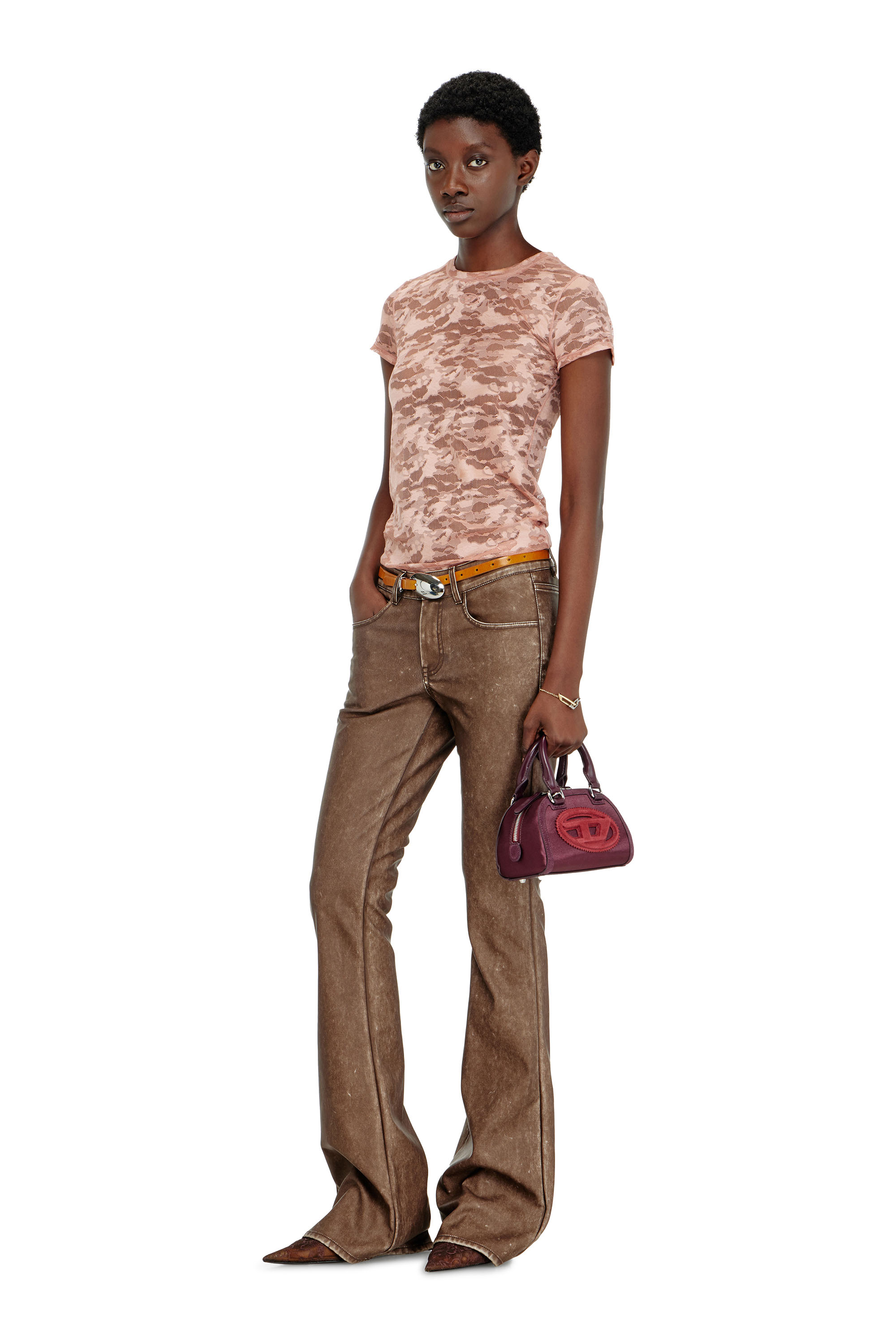 Diesel - KASIA-UTLT, Camiseta de encaje camuflado Mujer in Rosa - 4