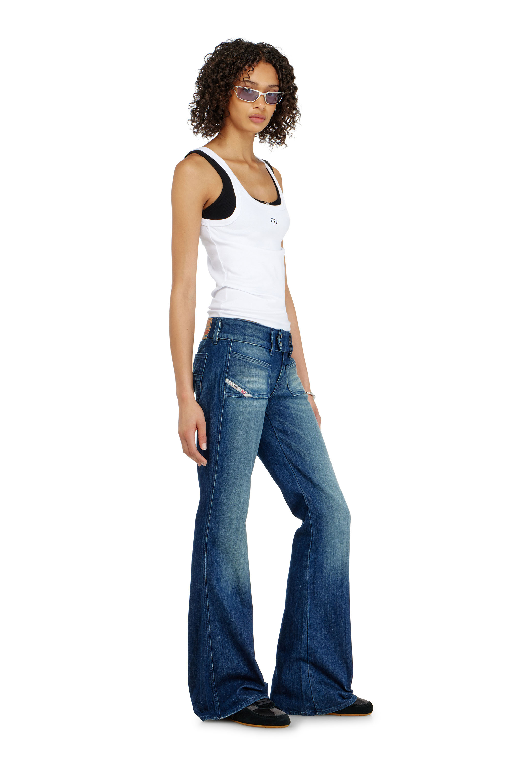 Diesel - Bootcut Jeans D-Hush 0KBBR Mujer, Azul Oscuro - 2