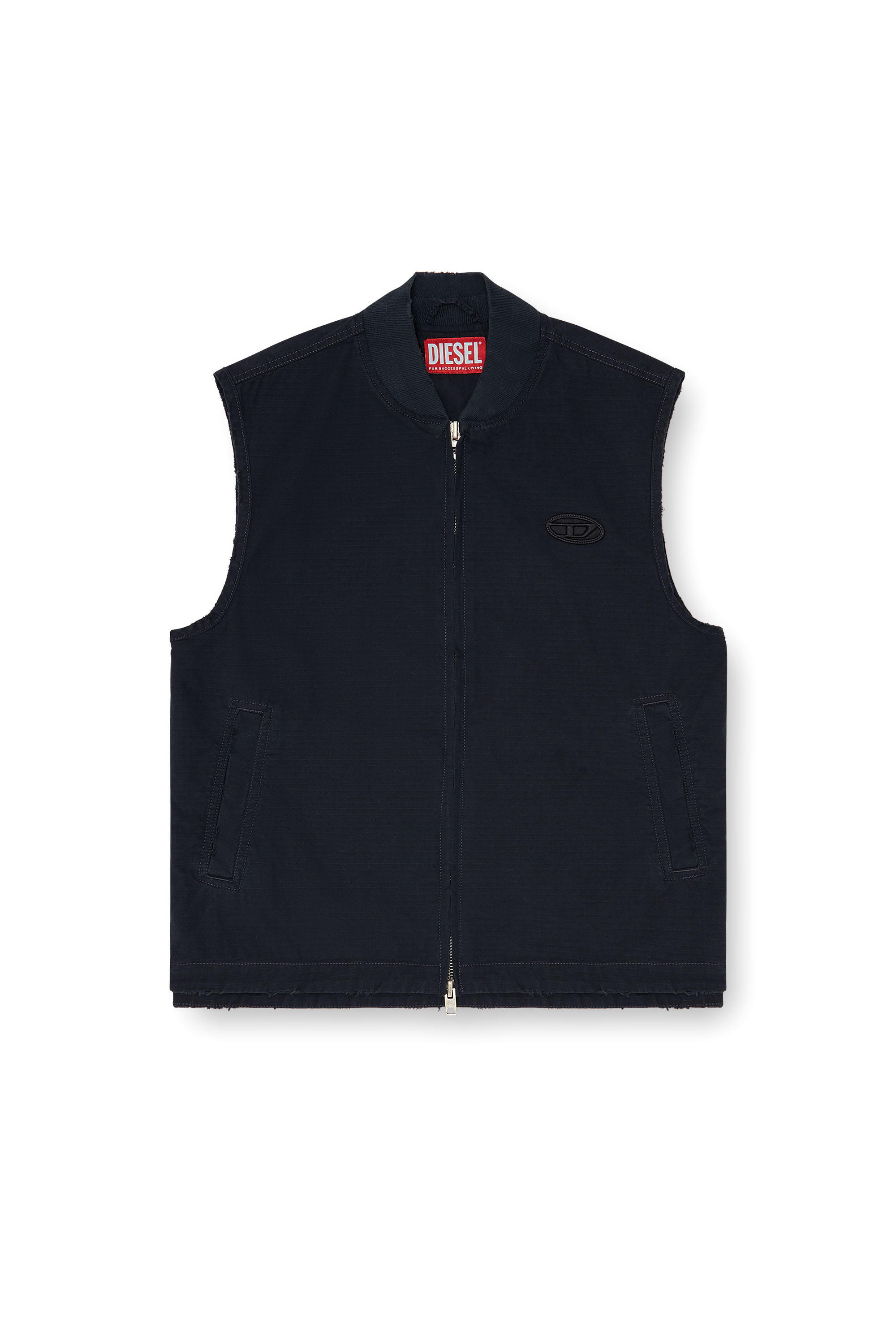 Diesel - J-TYPE-CO-SL, Chaleco de algod&oacute;n ripstop con parche Oval D Hombre in Negro - 3