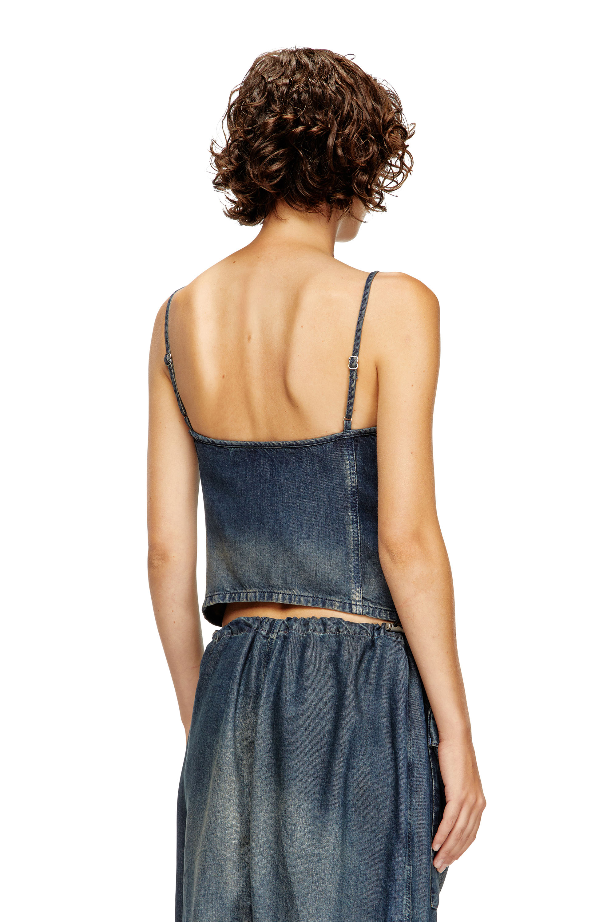 Diesel - DE-MELLIS-S, Top en denim fluido degradado Mujer in Azul marino - 3