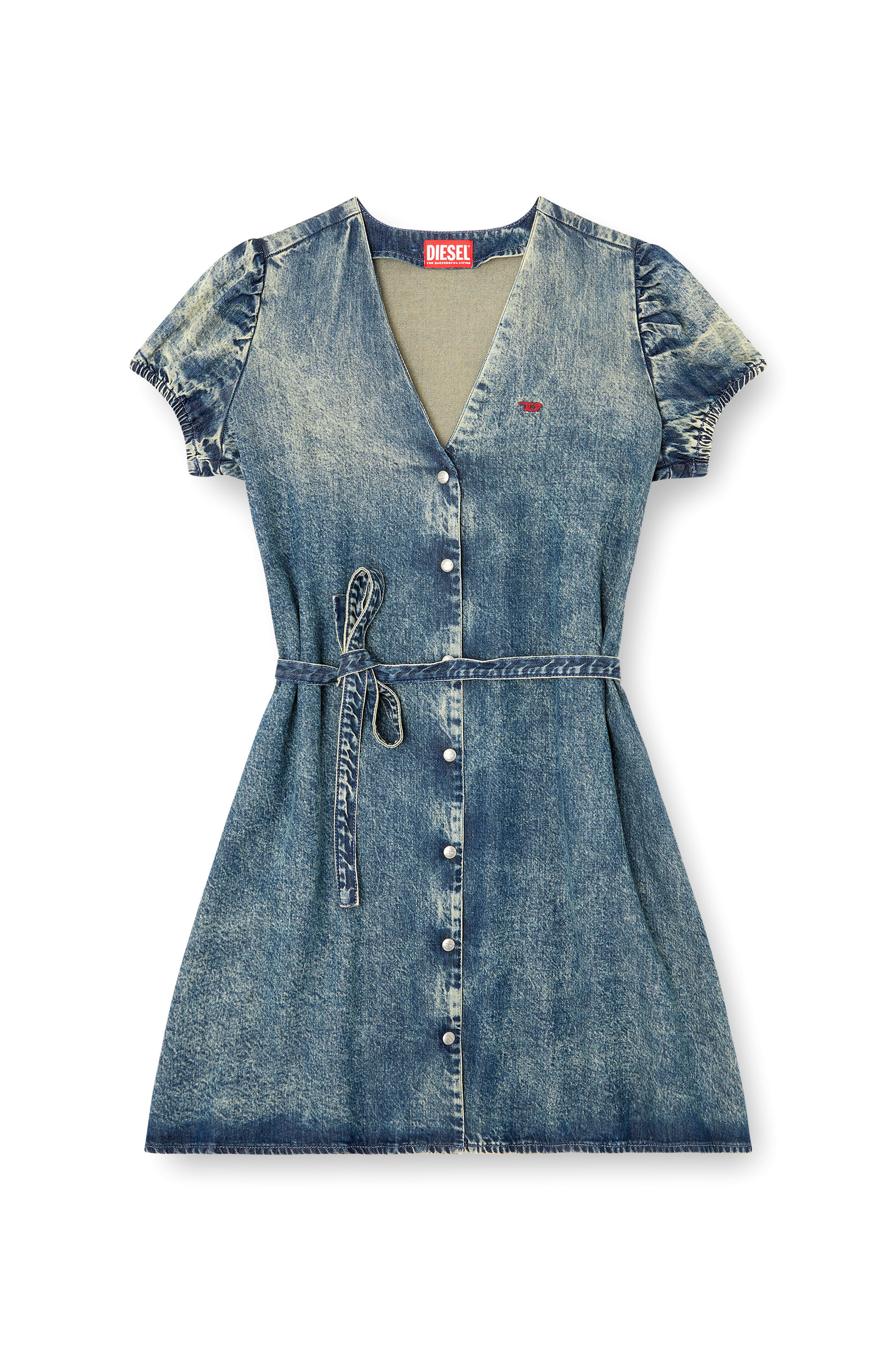 Diesel - DE-OLLISH-D, Vestido vaquero con cinturón en la cintura Mujer in Azul marino - 3