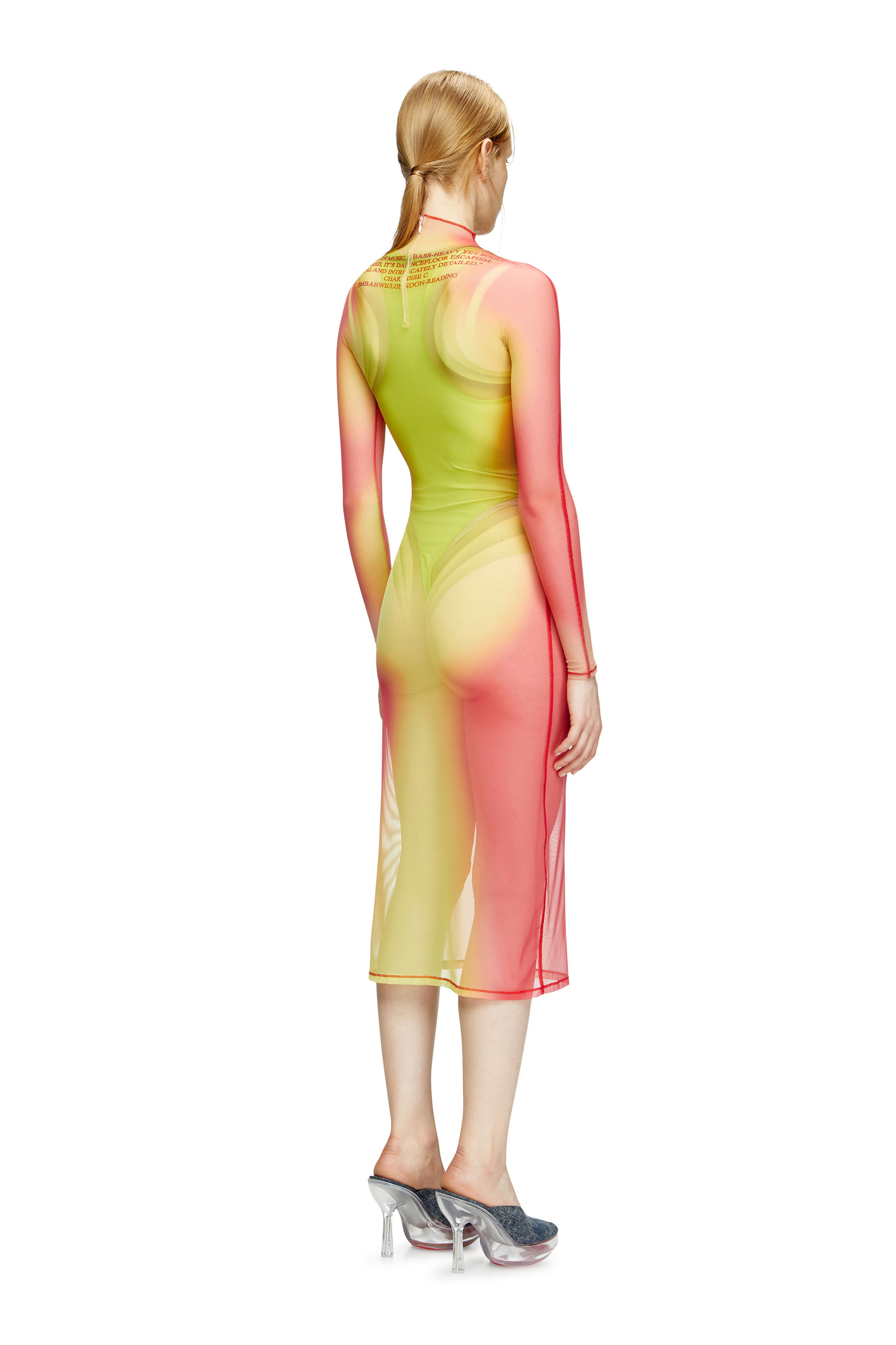 Diesel - D-AFNIC, Vestido midi con estampado de letras de canciones a capas Mujer in Multicolor - 4