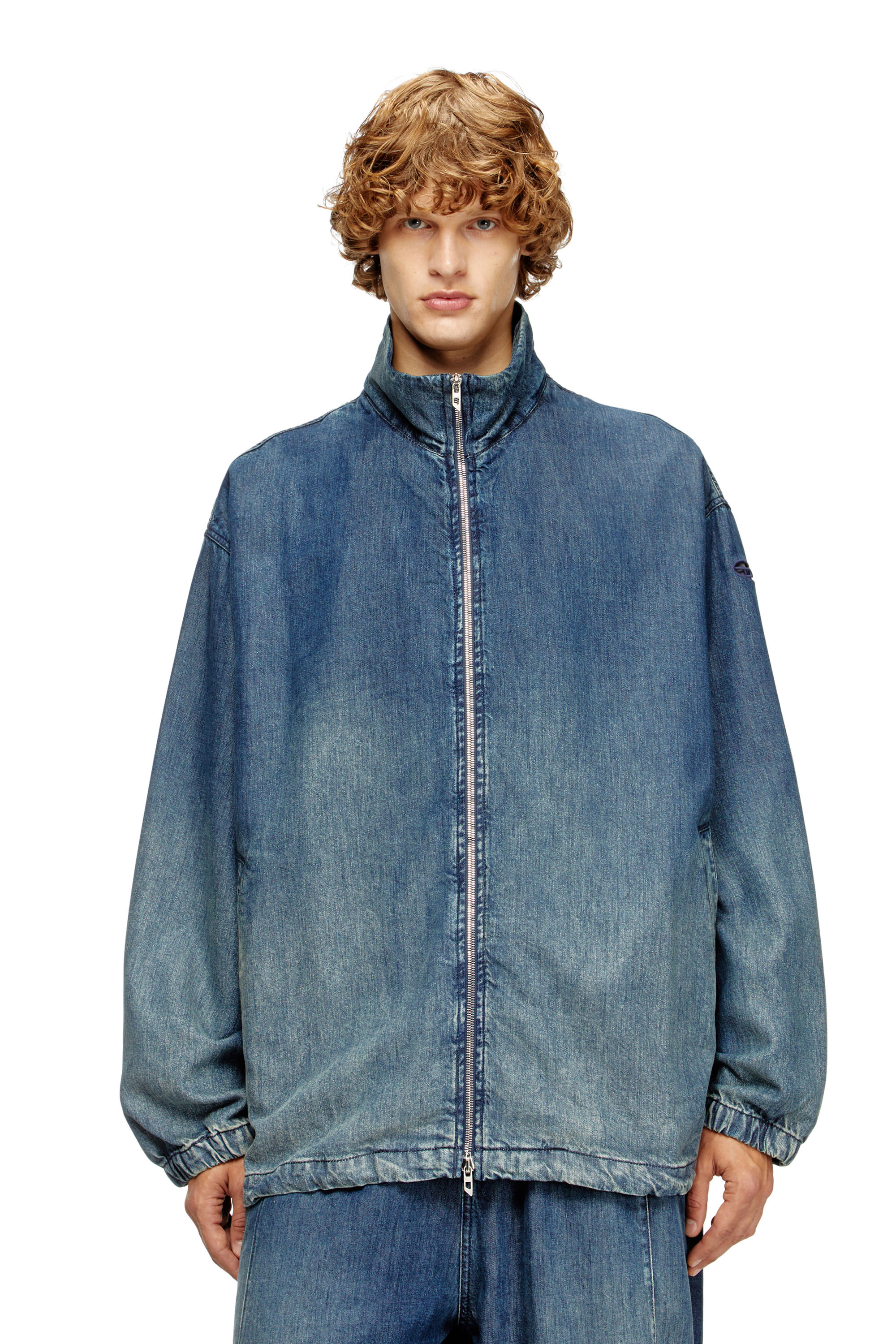 Diesel - D-KRAP-S6, Chaqueta con cremallera de denim fluido Hombre in Azul marino - 1