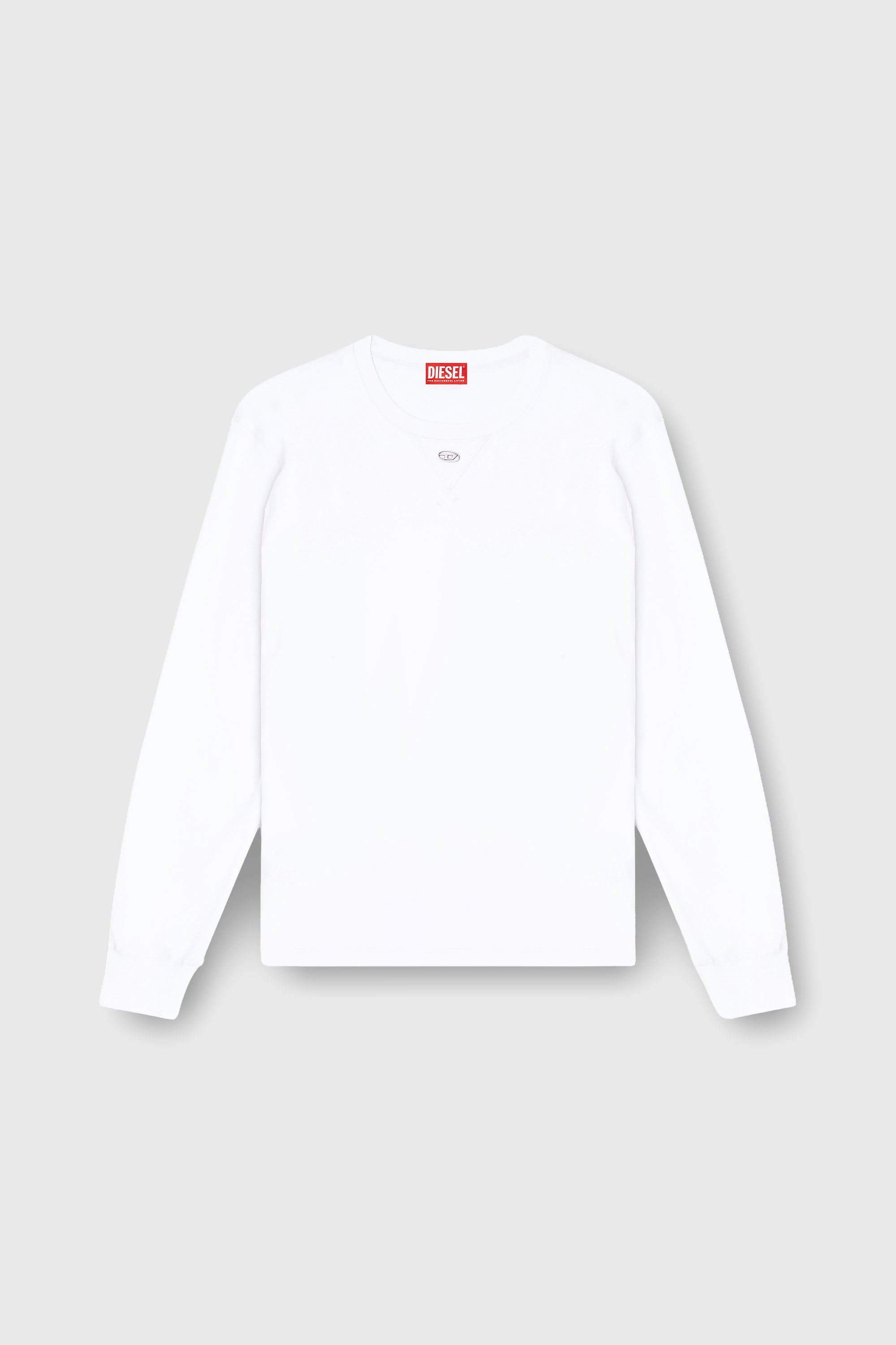 Diesel - T-MADJUST-LS-TR, Camiseta de manga larga de algod&oacute;n con Oval D Hombre in Blanco - 2