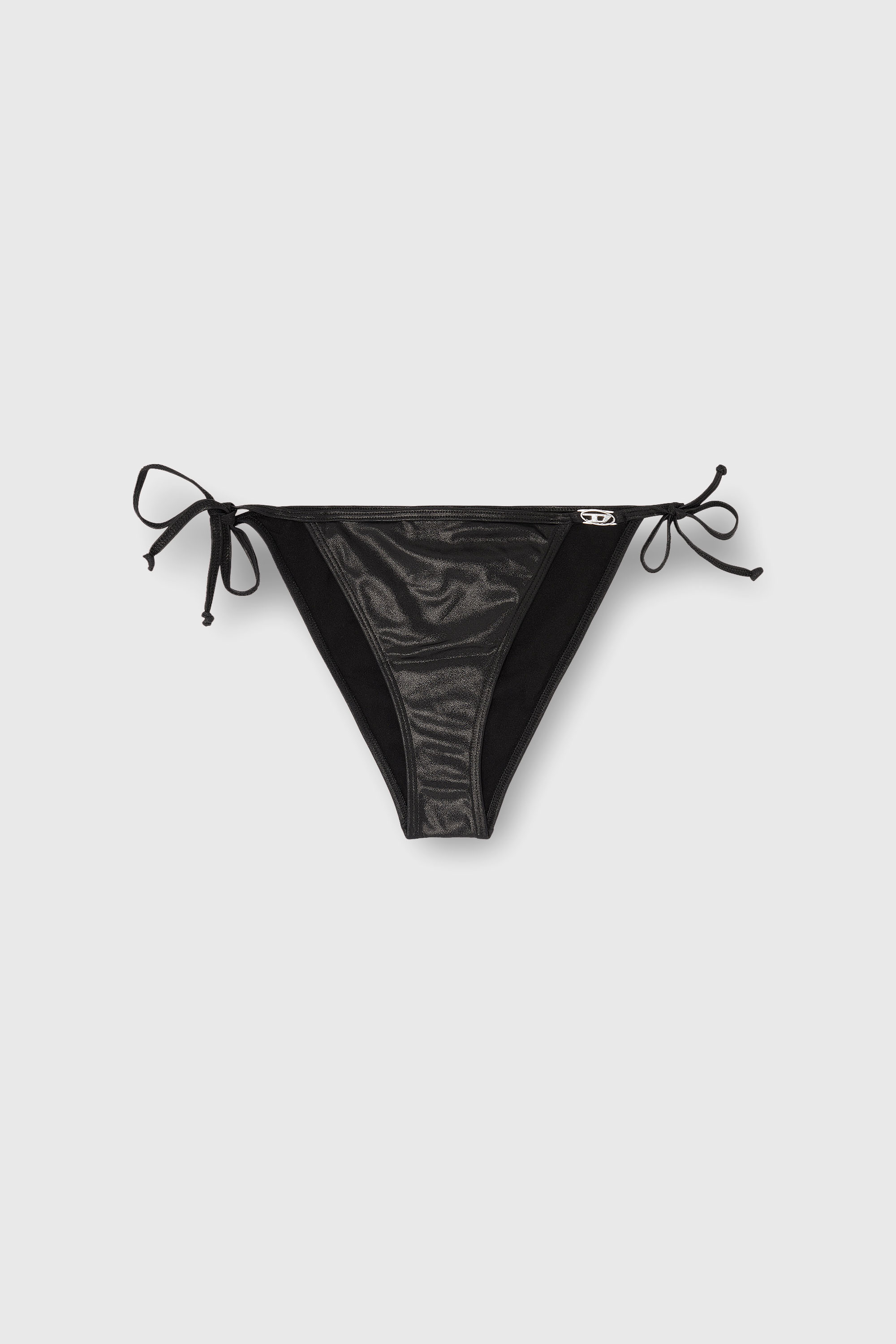 Diesel - BRIGITTES-DNM, Braguita bikini con lazada lateral en tejido brillante Mujer in Negro - 2