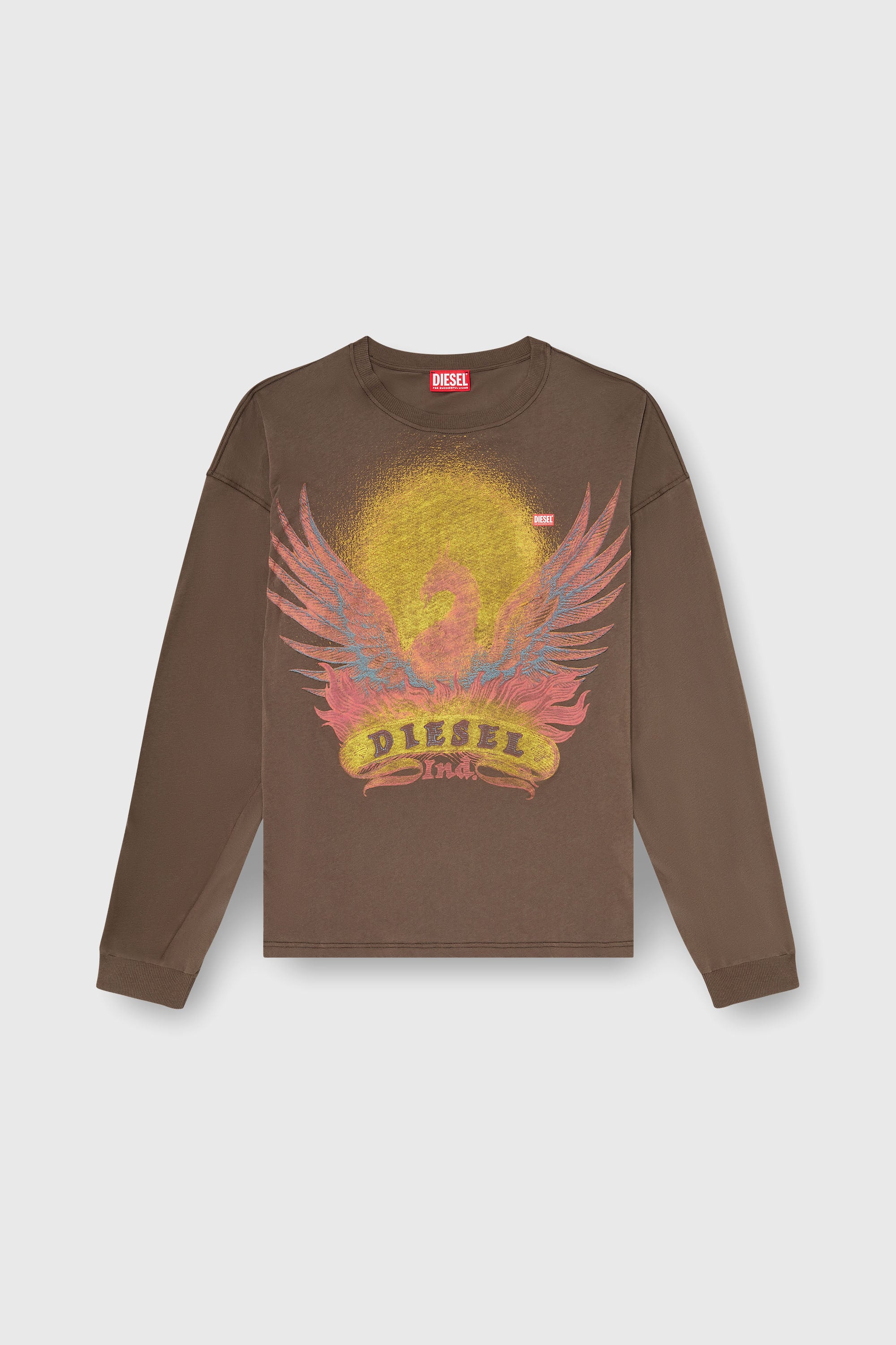 Diesel - T-BOXT-LS-AA1, Camiseta de manga larga con gr&aacute;fico de Phoenix Hombre in Marr&oacute;n - 2