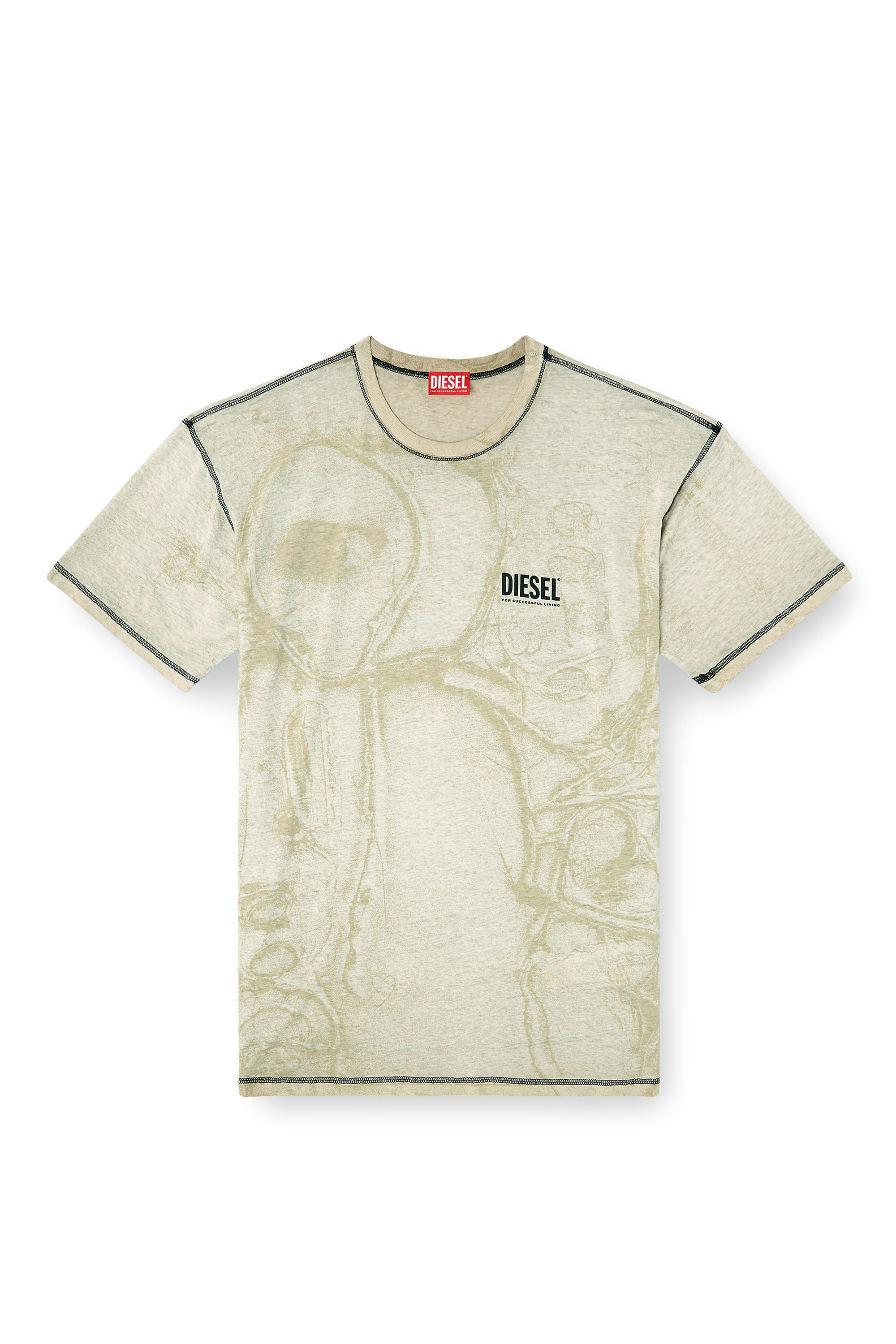 Diesel - T-NORM-V15, Camiseta de c&aacute;&ntilde;amo y algod&oacute;n con estampado integral Hombre in Gris - 3