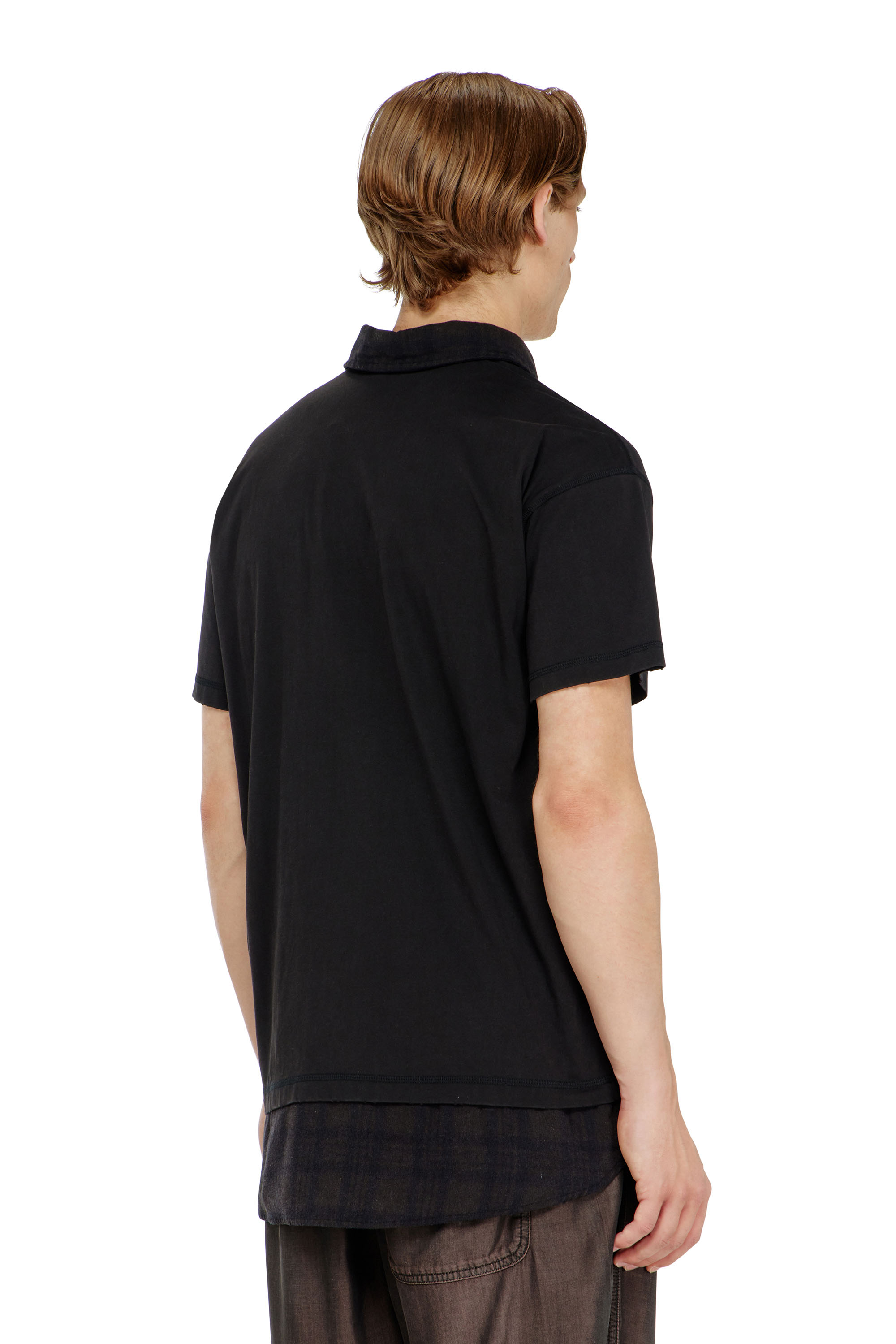 Diesel - T-ANSEL, Polo de punto con detalles de franela a cuadros Hombre in ToBeDefined - 4