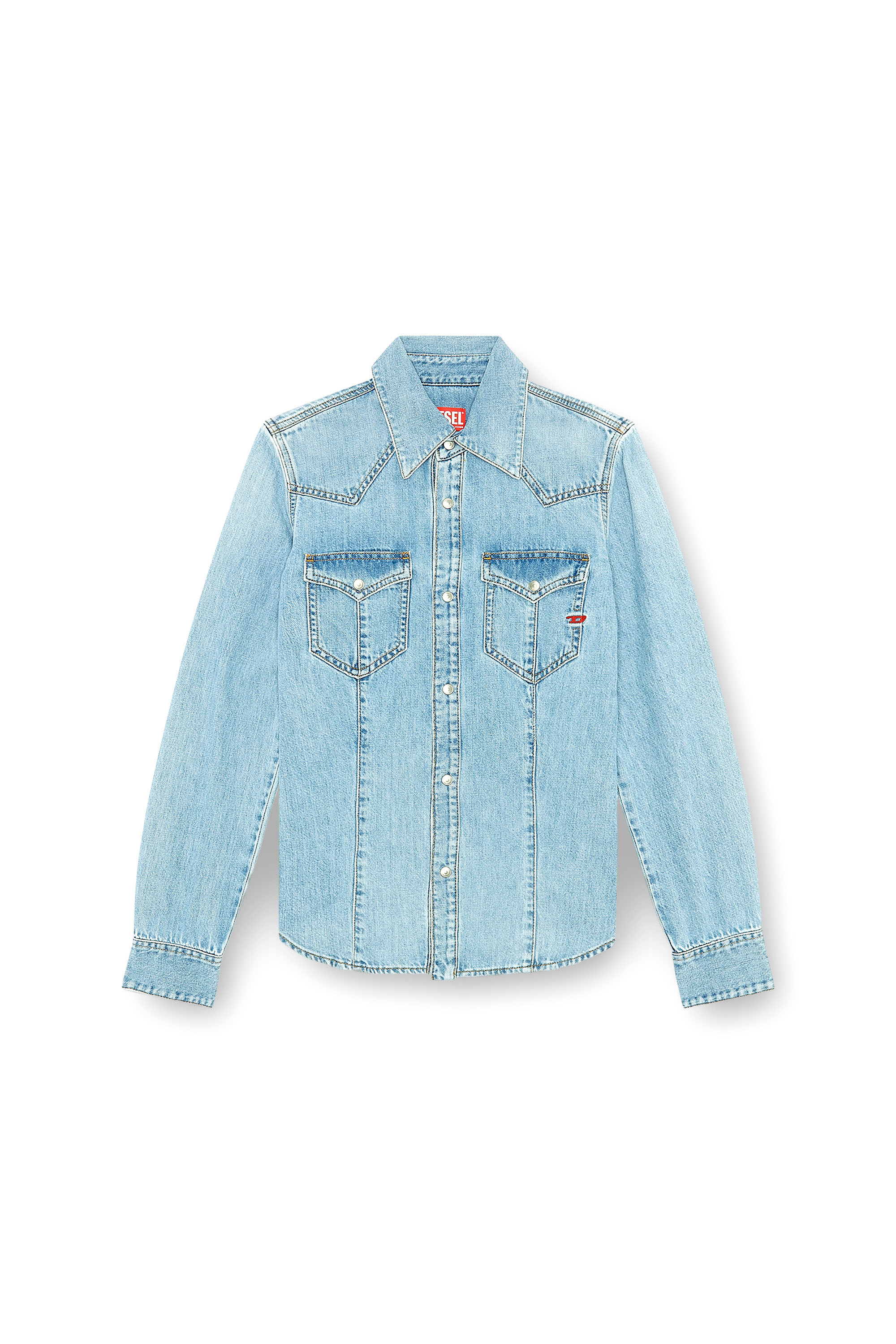 Diesel - DE-WAVES, Camisa western en denim Mujer in Azul marino - 3