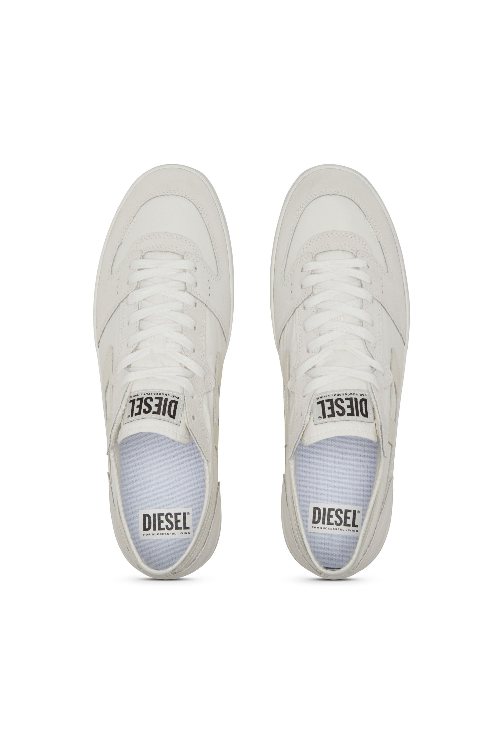 Diesel - S-LEROJI D-1 LOW, Deportivas de ripstop acolchado y gamuza Hombre in Blanco - 6