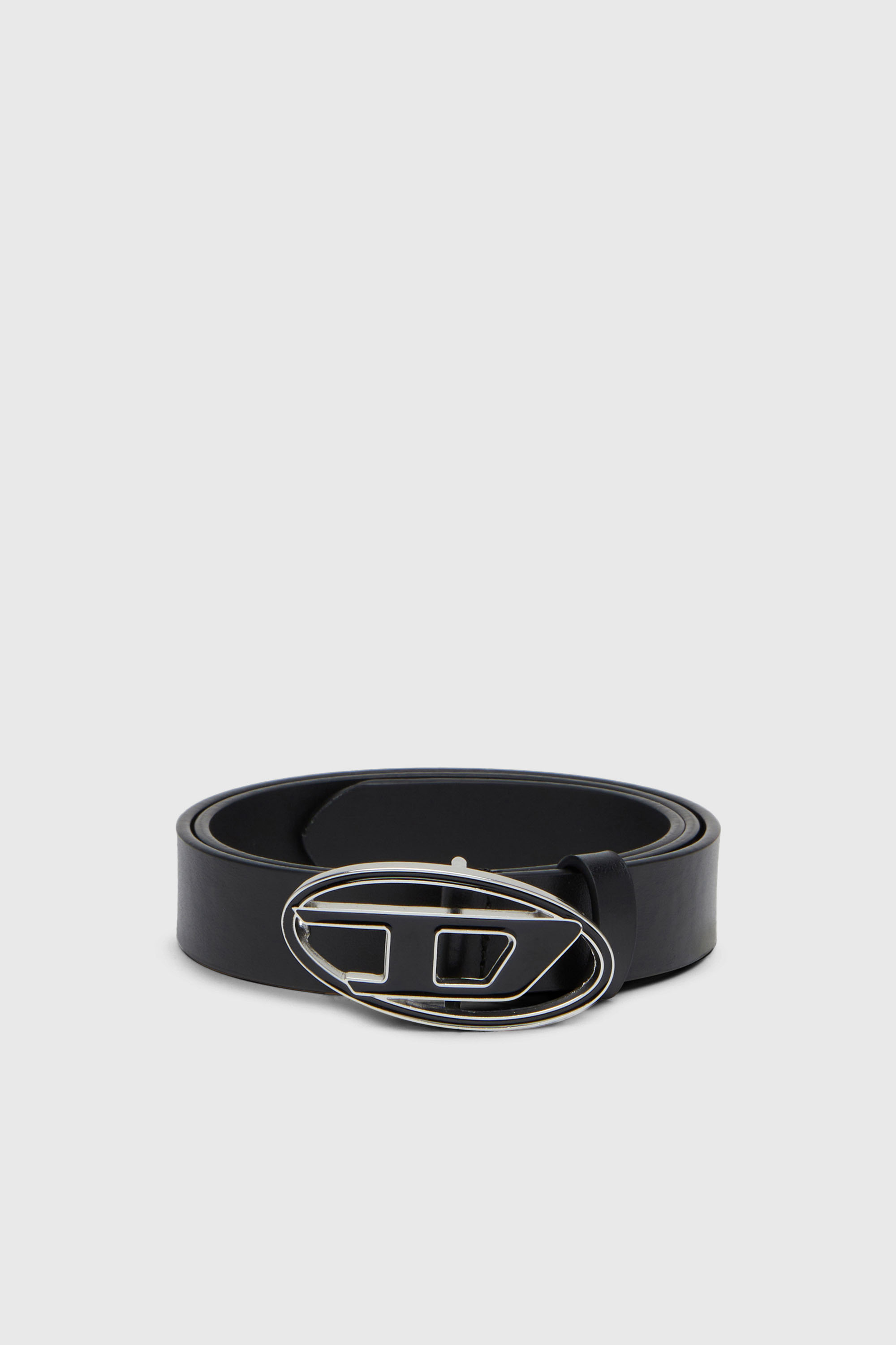 Diesel - B-1DR 25, Cintur&oacute;n 2.4 cm de cuero con hebilla Oval D esmaltada Mujer in Negro - 1