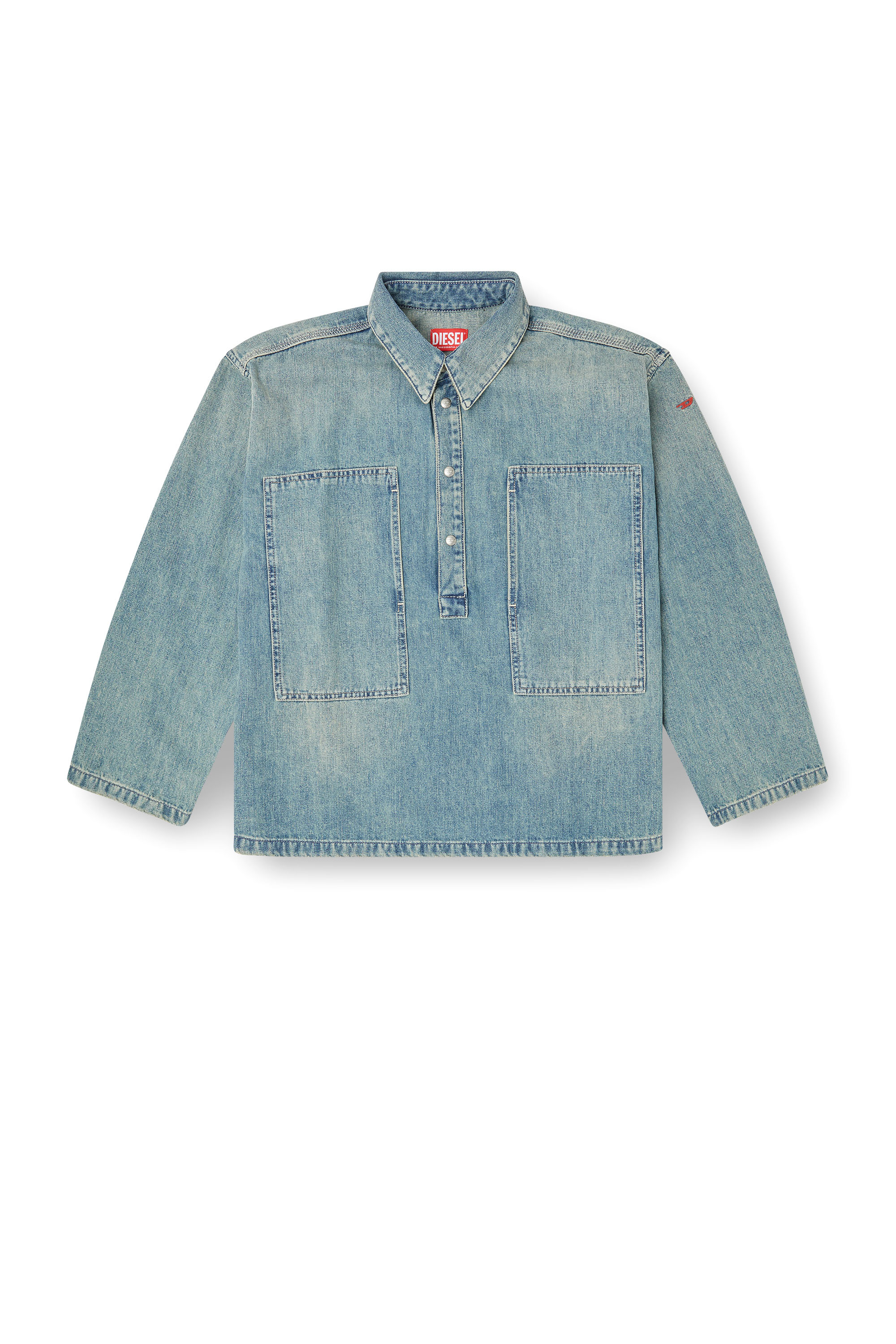 Diesel - DE-PRISS, Top abotonado en denim de estilo utility Mujer in Azul marino - 3