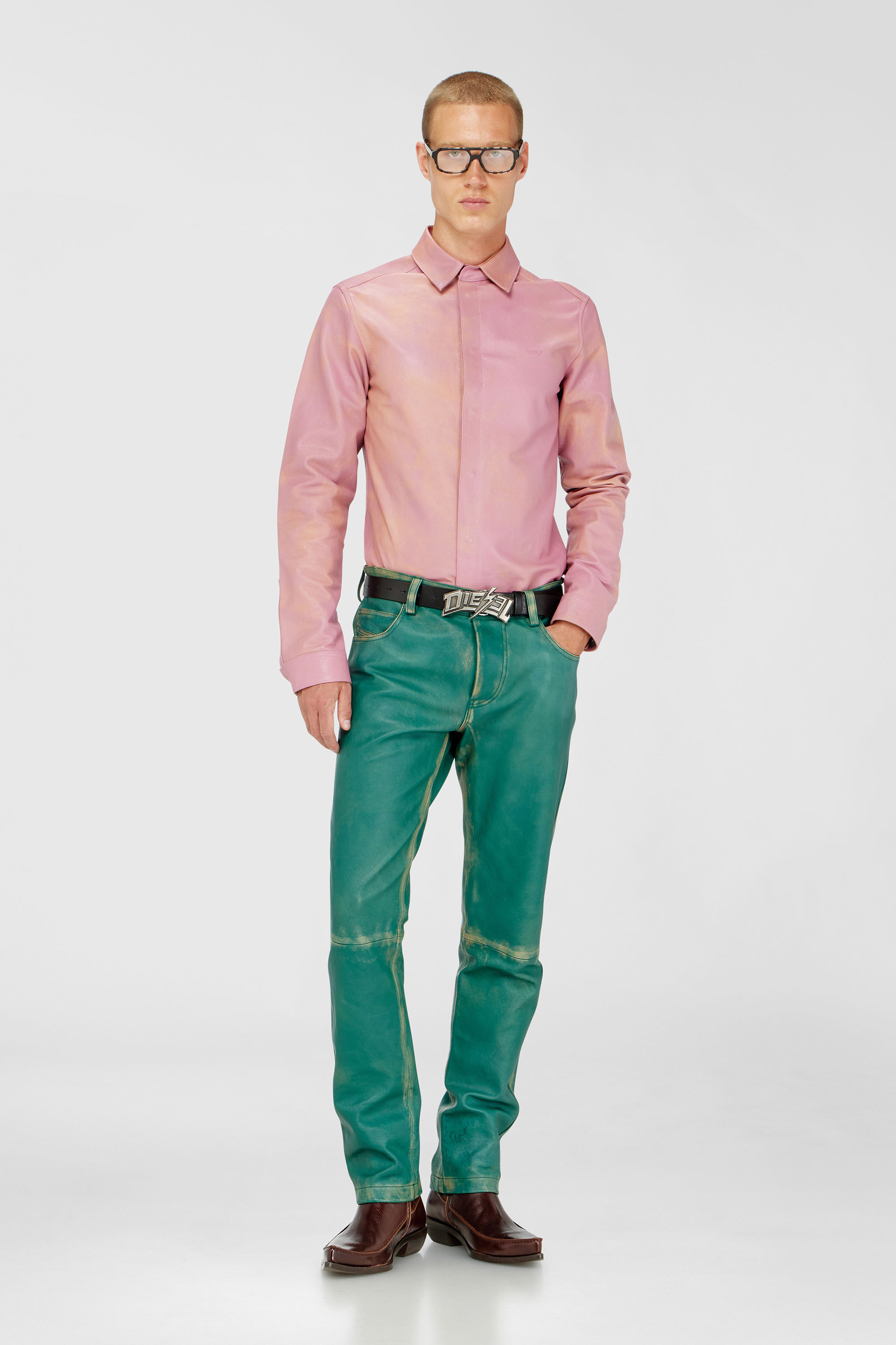 Diesel - S-CIRT, Camisa de piel tratada Hombre in Rosa - 2