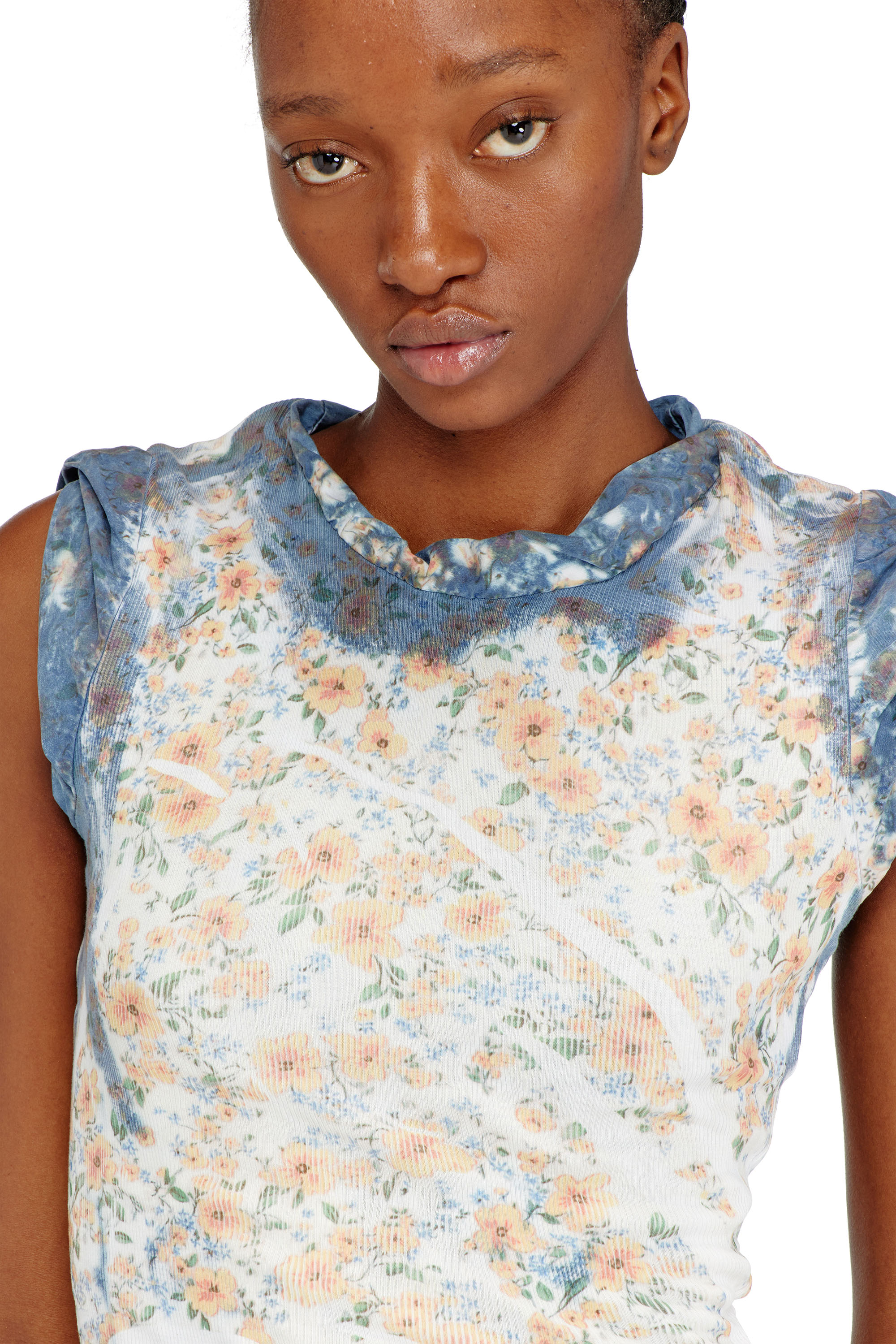 Diesel - D-AYANA, Vestido corto de capas con efecto de rayos X floral Mujer in Multicolor - 4