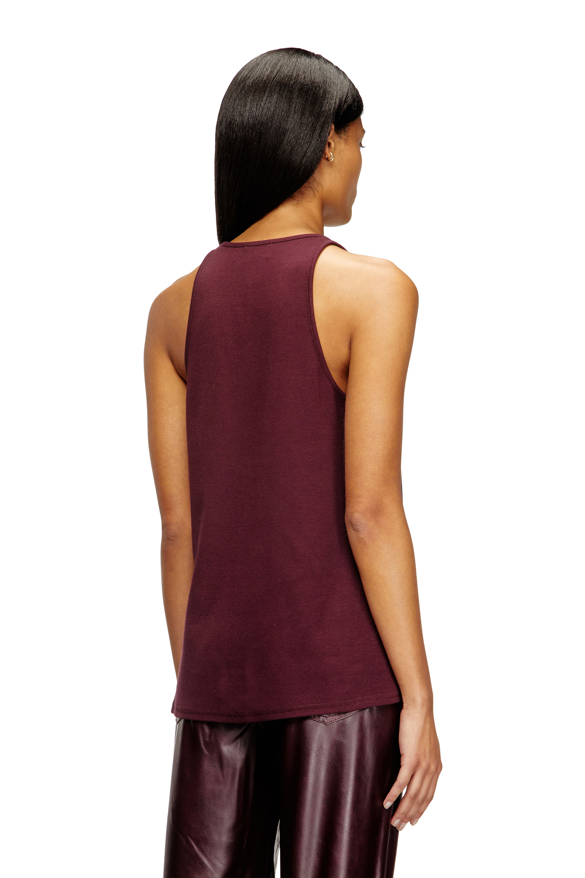 Diesel - FR-T-IPSYA, Camiseta sin mangas burgundy con detalle Oval D Mujer in Rojo - 4