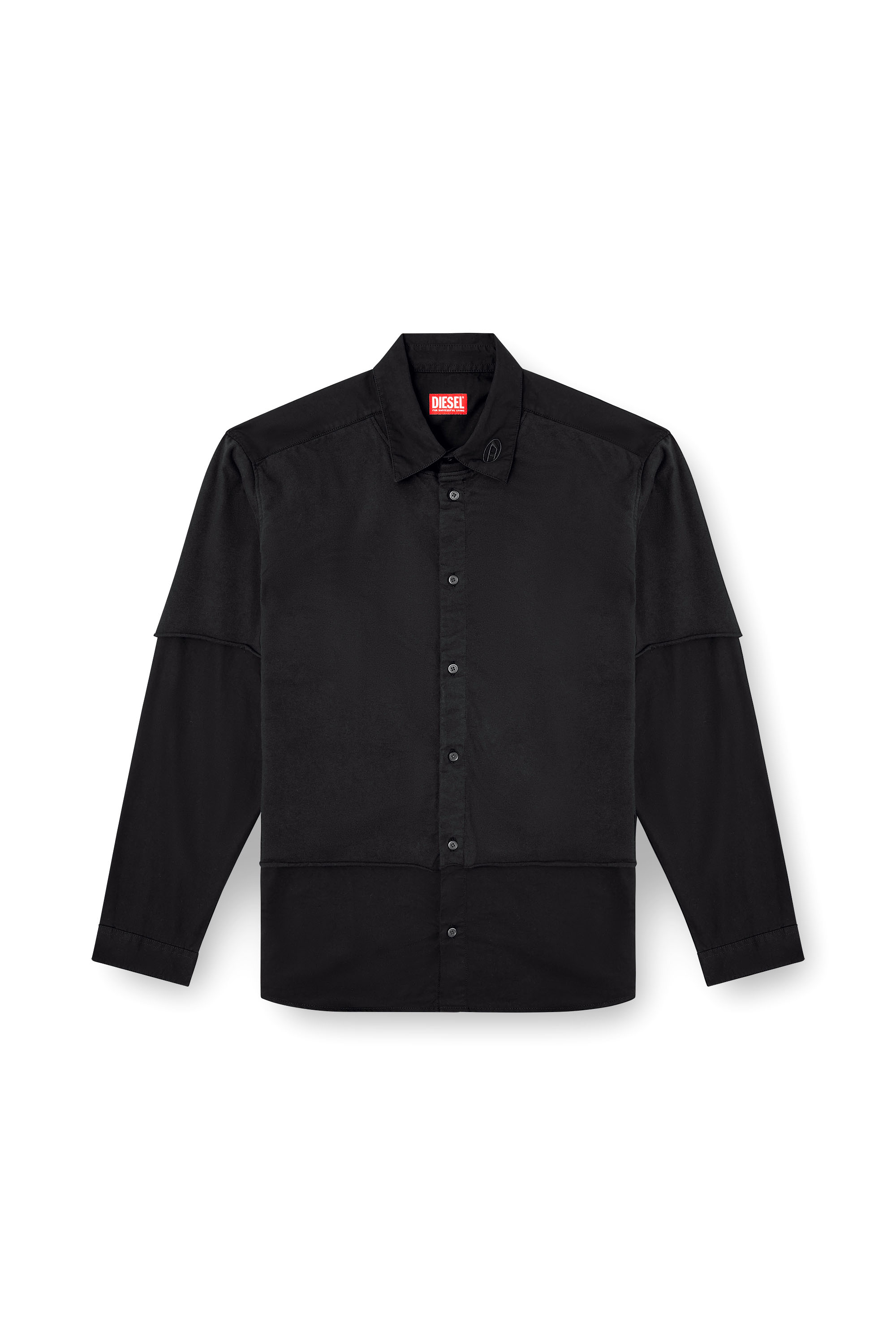 Diesel - S-GASTON-O, Camisa en capas de sarga y tejido Hombre in Negro - 3