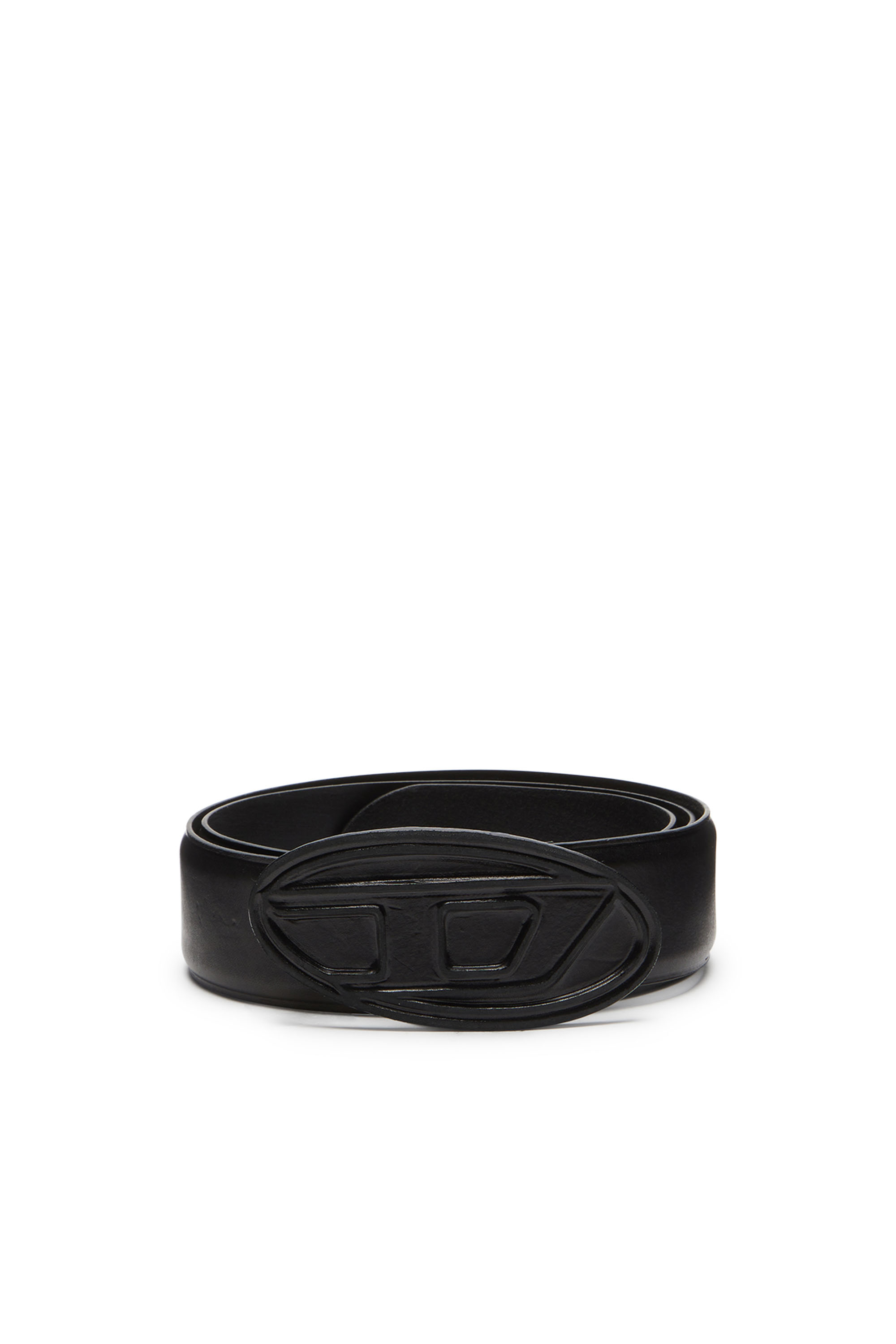 Diesel - B-1DR SCRATCH, Cinturón 4 cm de cuero con hebilla cubierta de cuero Hombre in Negro - 1