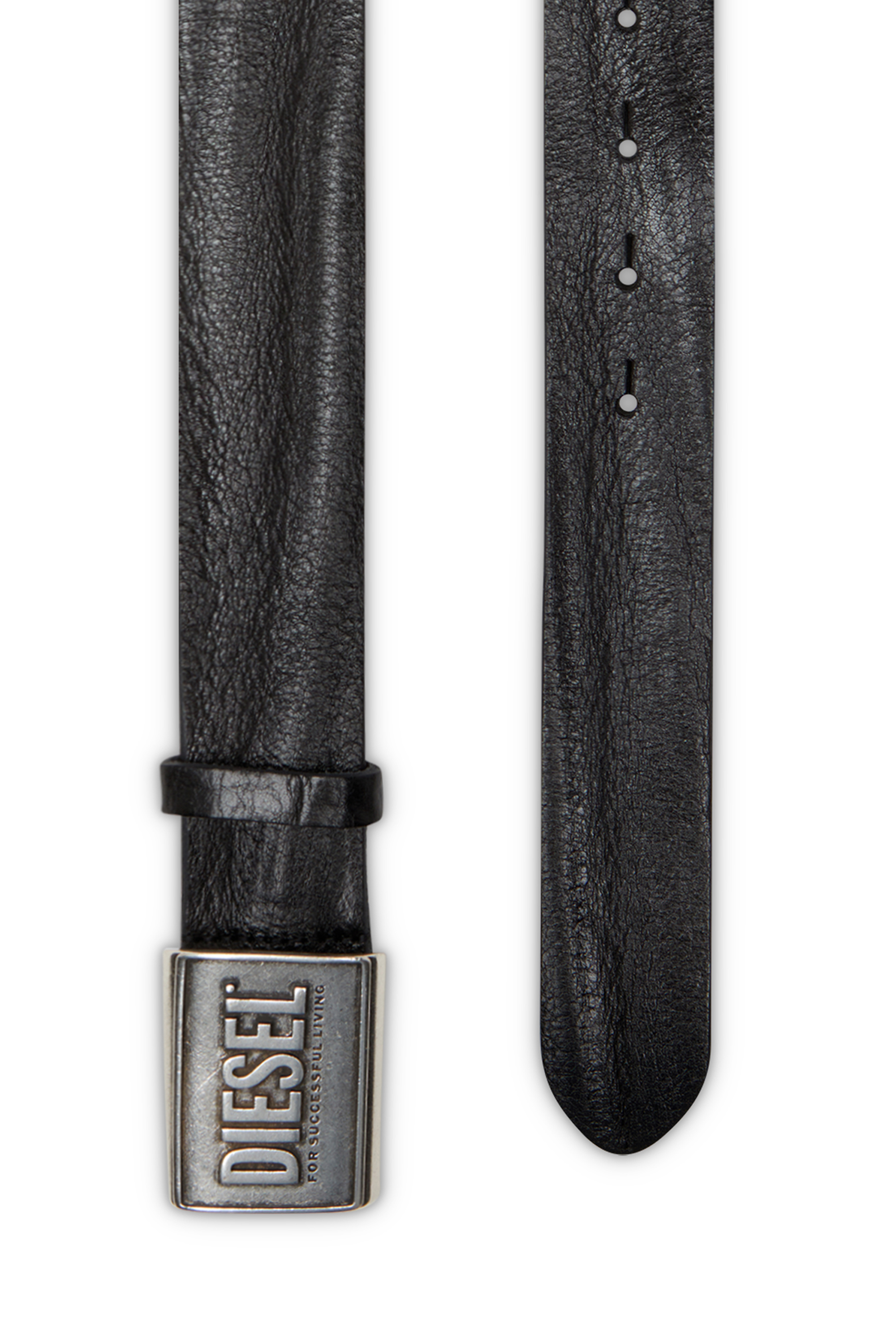 Diesel - B-METAL BISCOTTO, Cinturón de piel de 4 cm con placa de logo Hombre in Negro - 2