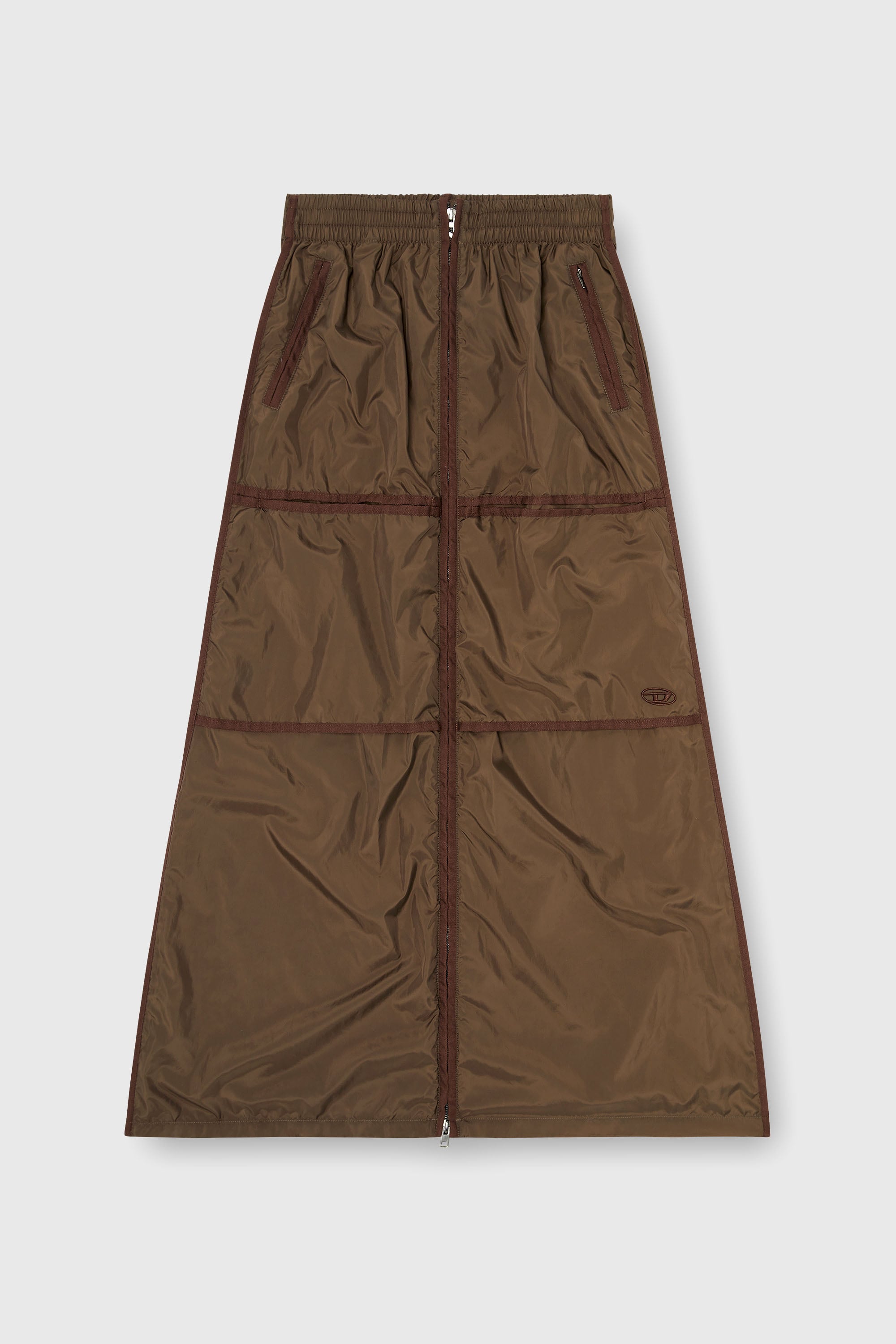 Diesel - O-HYTON, Falda maxi tipo windbreaker con cremallera frontal Mujer in Marr&oacute;n - 2