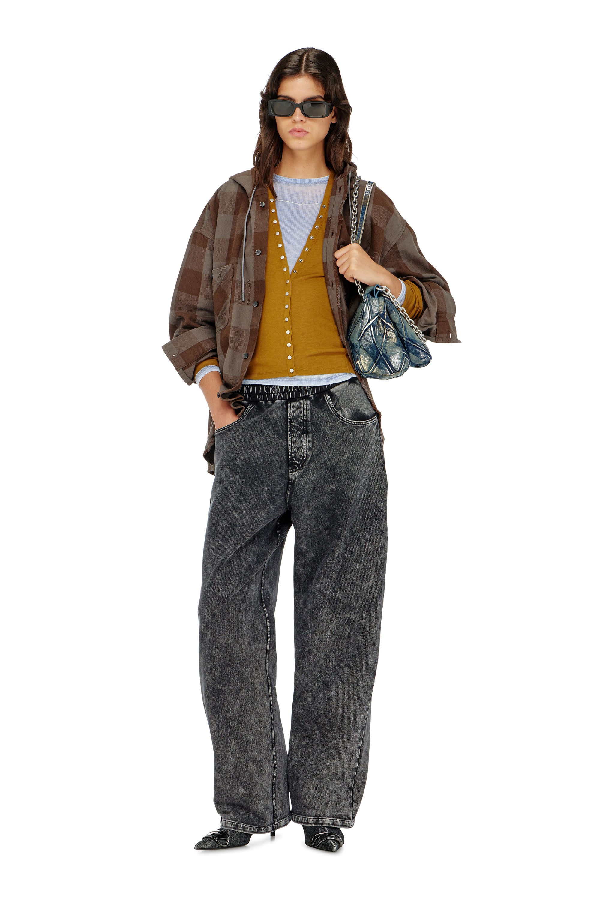 Diesel - P-STUKY, Pantal&oacute;n de ch&aacute;ndal con efecto denim Mujer in Gris - 1