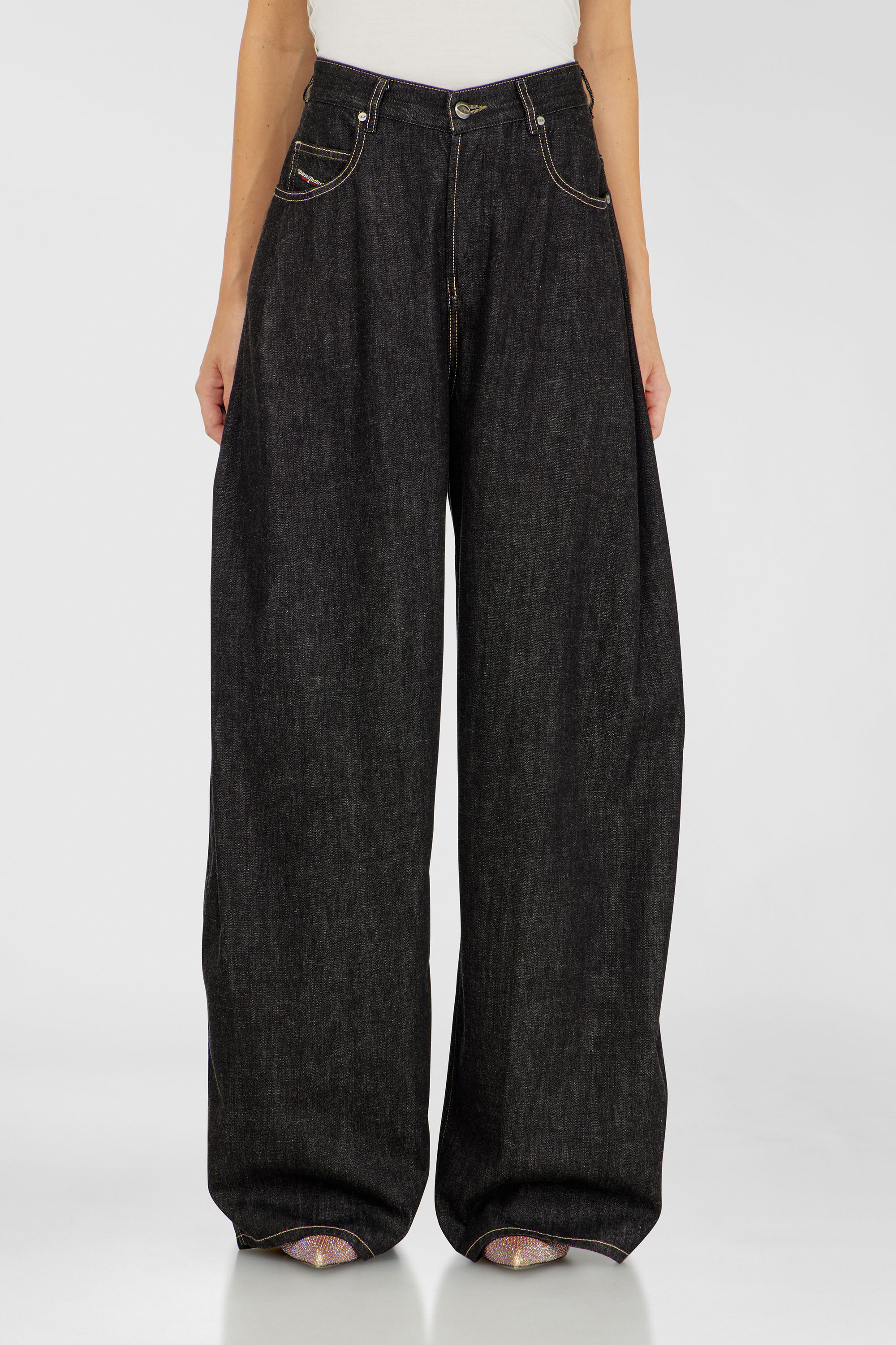 Diesel - Relaxed Jeans 1987 D-Khelz 09R42 Mujer, Negro/Gris oscuro - 1