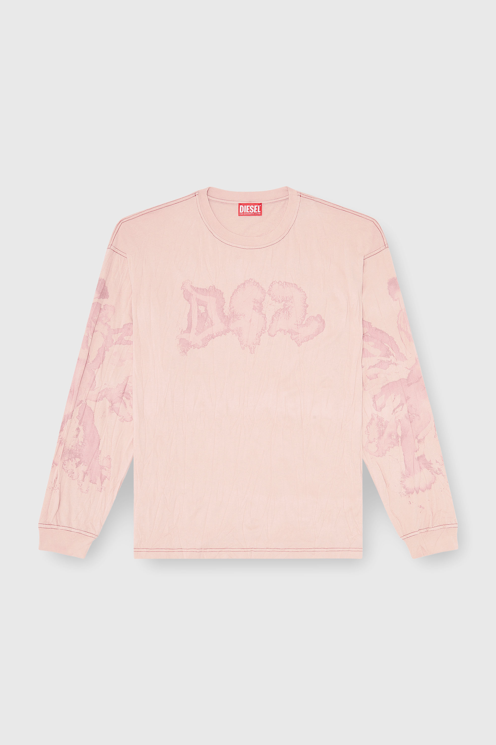 Diesel - T-BOXT-LS-AA4, Camiseta relaxed de manga larga con estampado irregular Hombre in Rosa - 2