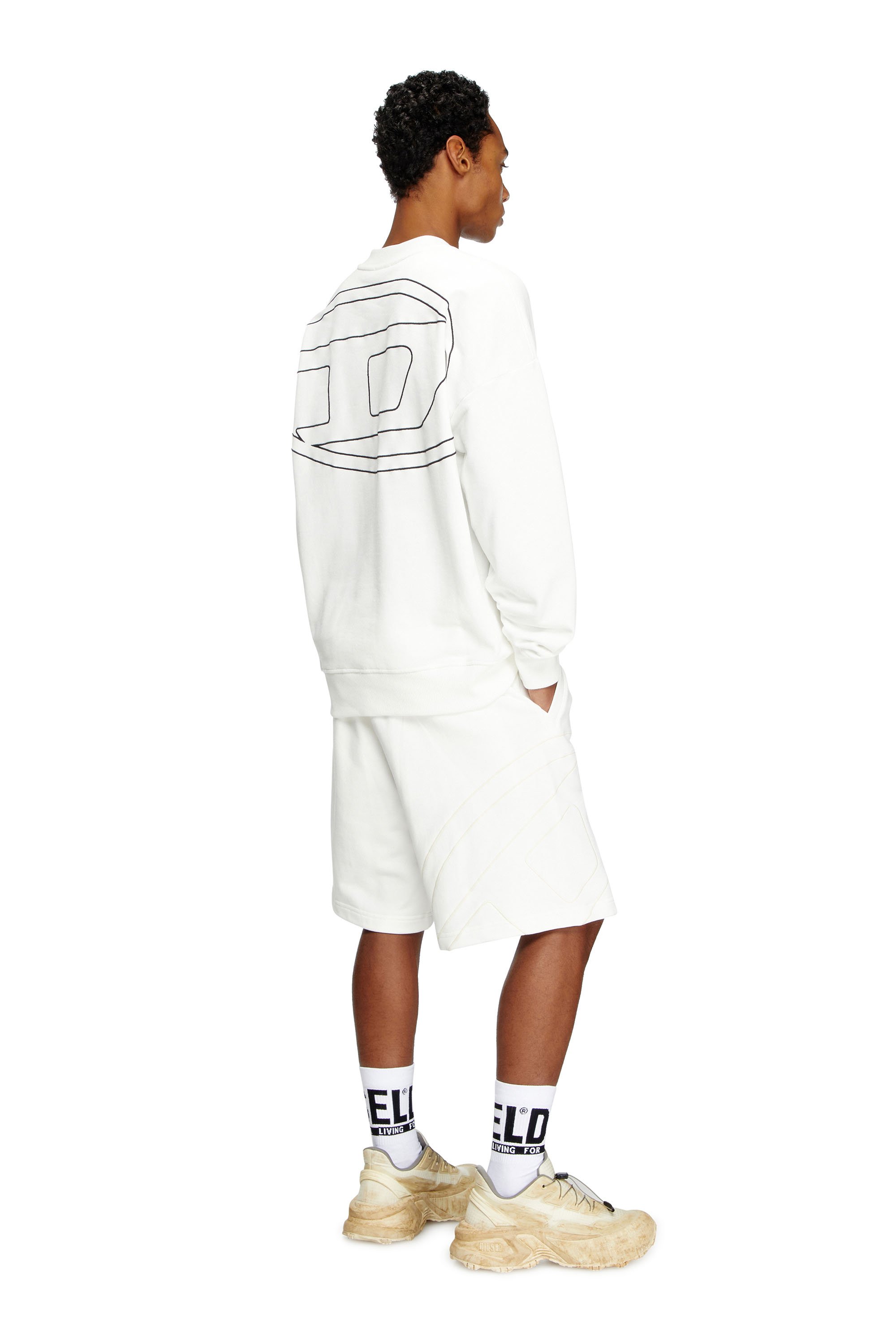 Diesel - S-ROB-MEGOVAL-D, Sudadera con logotipo bordado Hombre in Blanco - 2