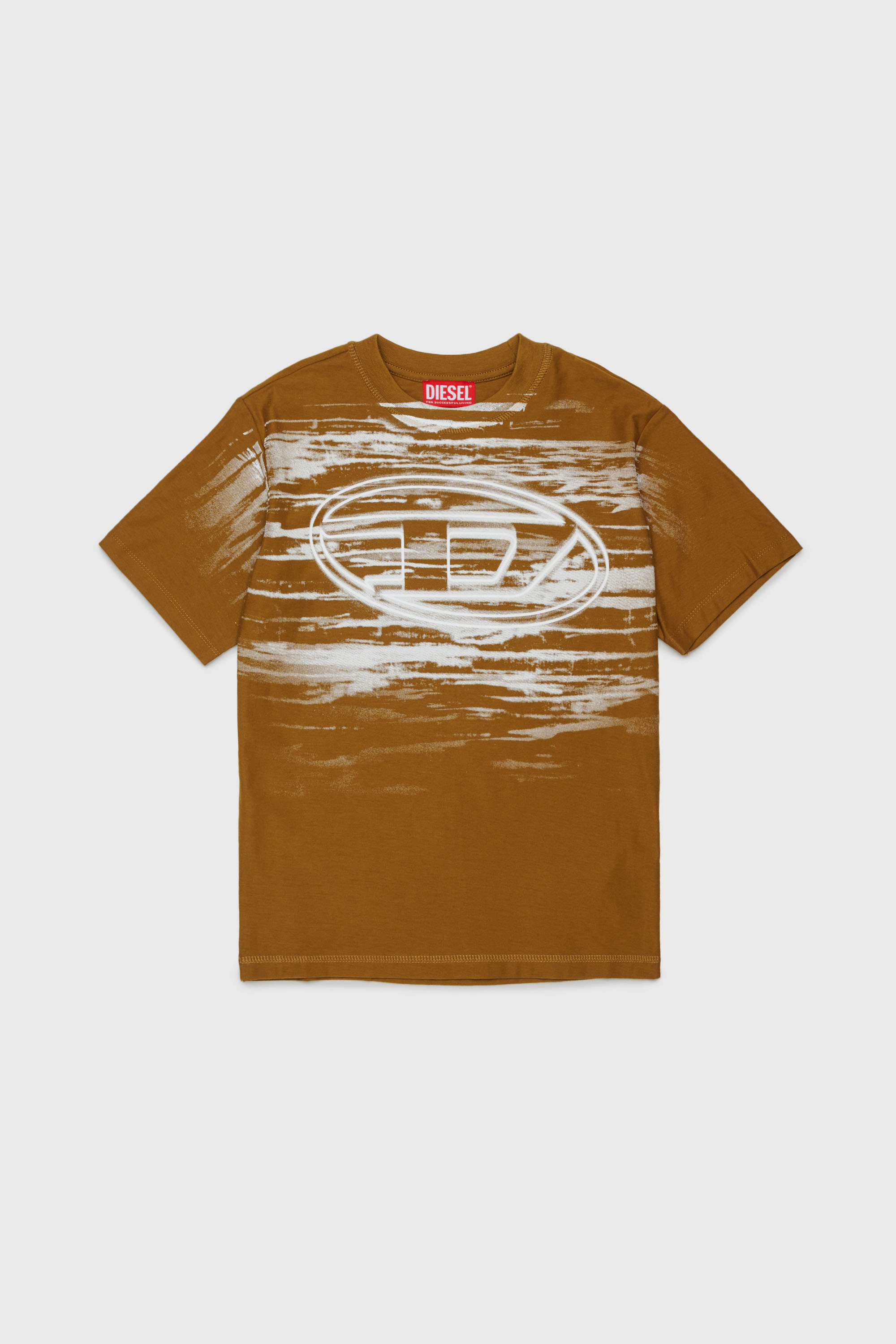 Diesel - TFRIT OVER, Camiseta con logo Oval D y efecto jaspeado Hombre in Marr&oacute;n - 1