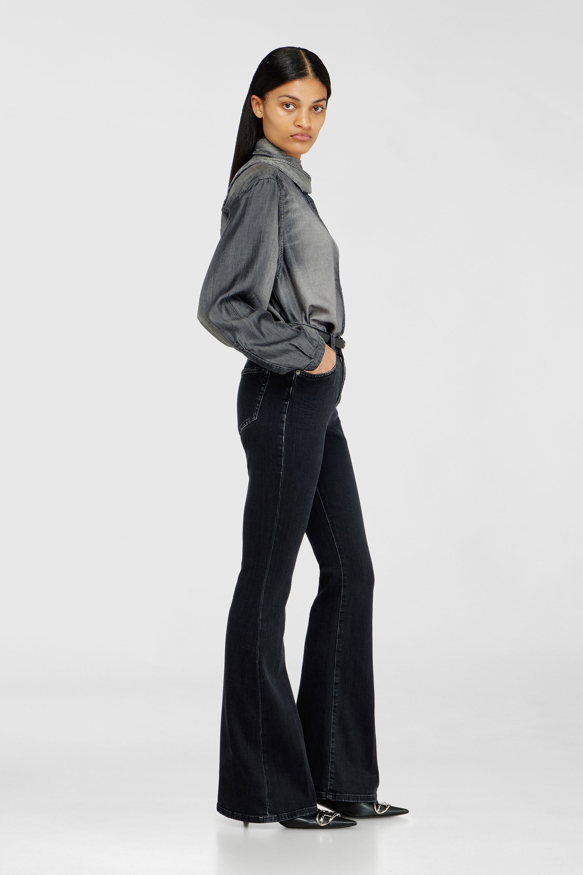 Diesel - Woman's Bootcut Jeans 1973 D-Partt 09P75, Black/Dark grey - 2