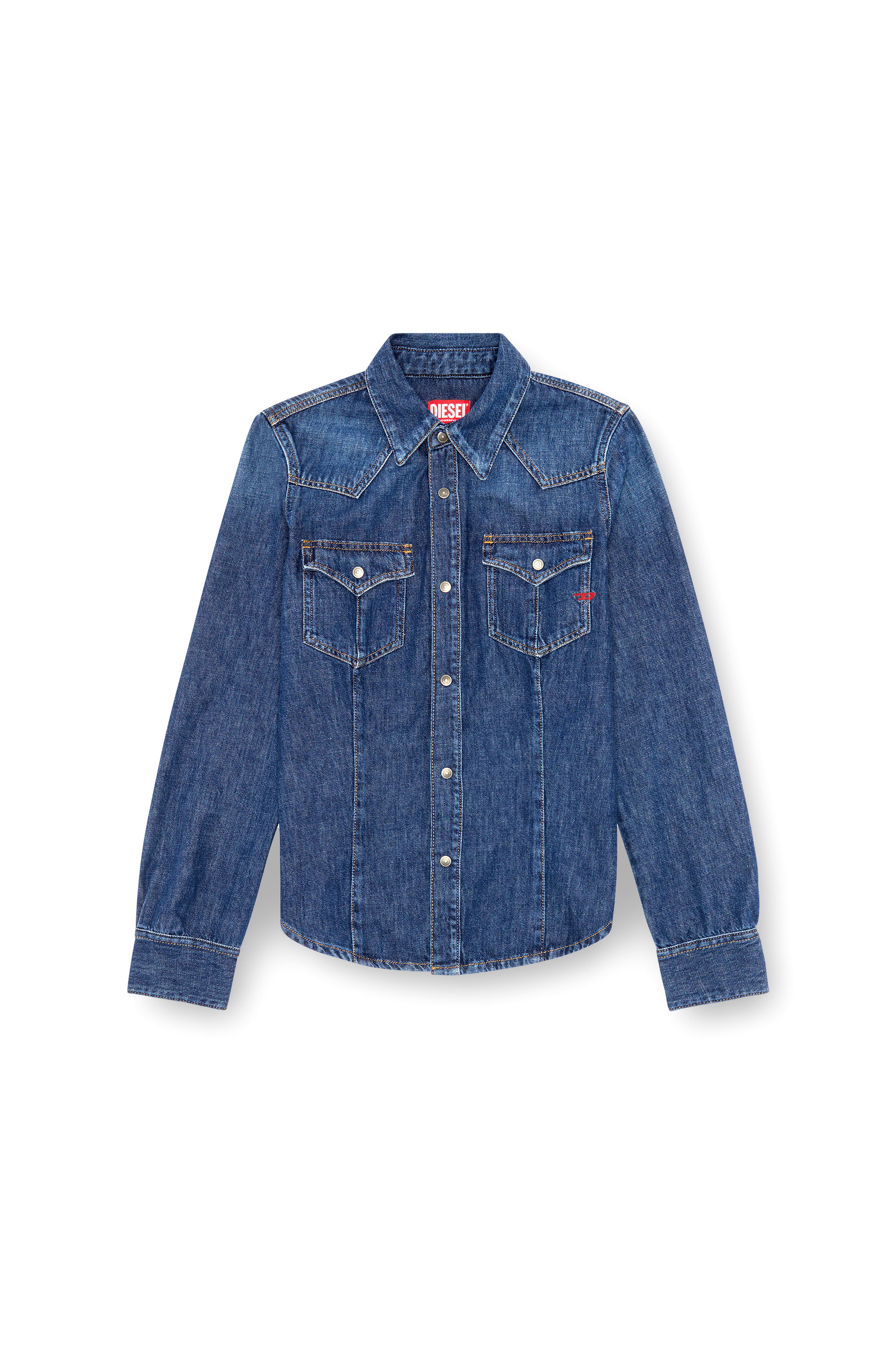 Diesel - DE-WAVES, Camisa western en denim Mujer in Azul marino - 3