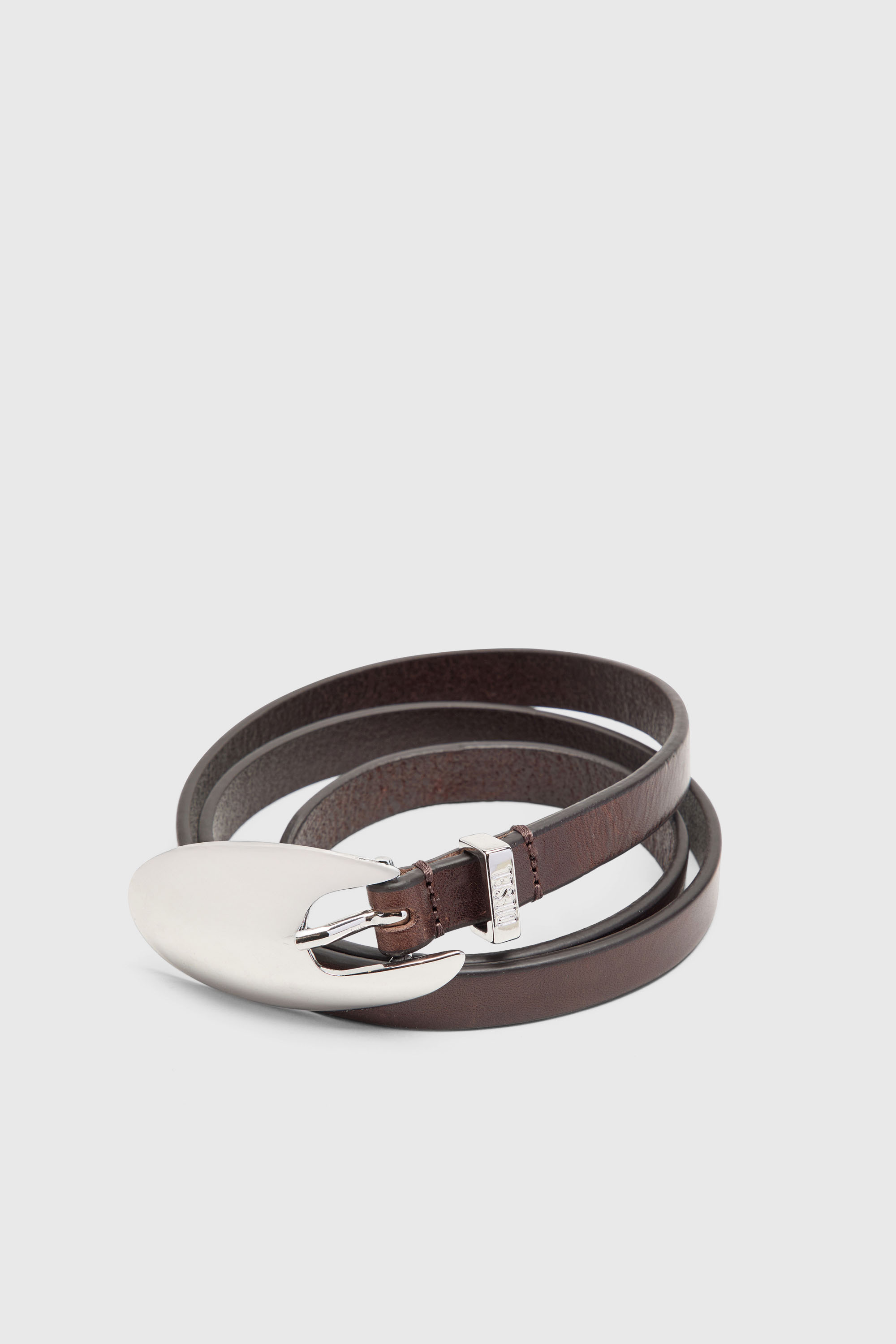 Diesel - B-ROP 15, Cintur&oacute;n 1.5 cm fino de cuero con hebilla escult&oacute;rica Mujer in Marr&oacute;n - 2